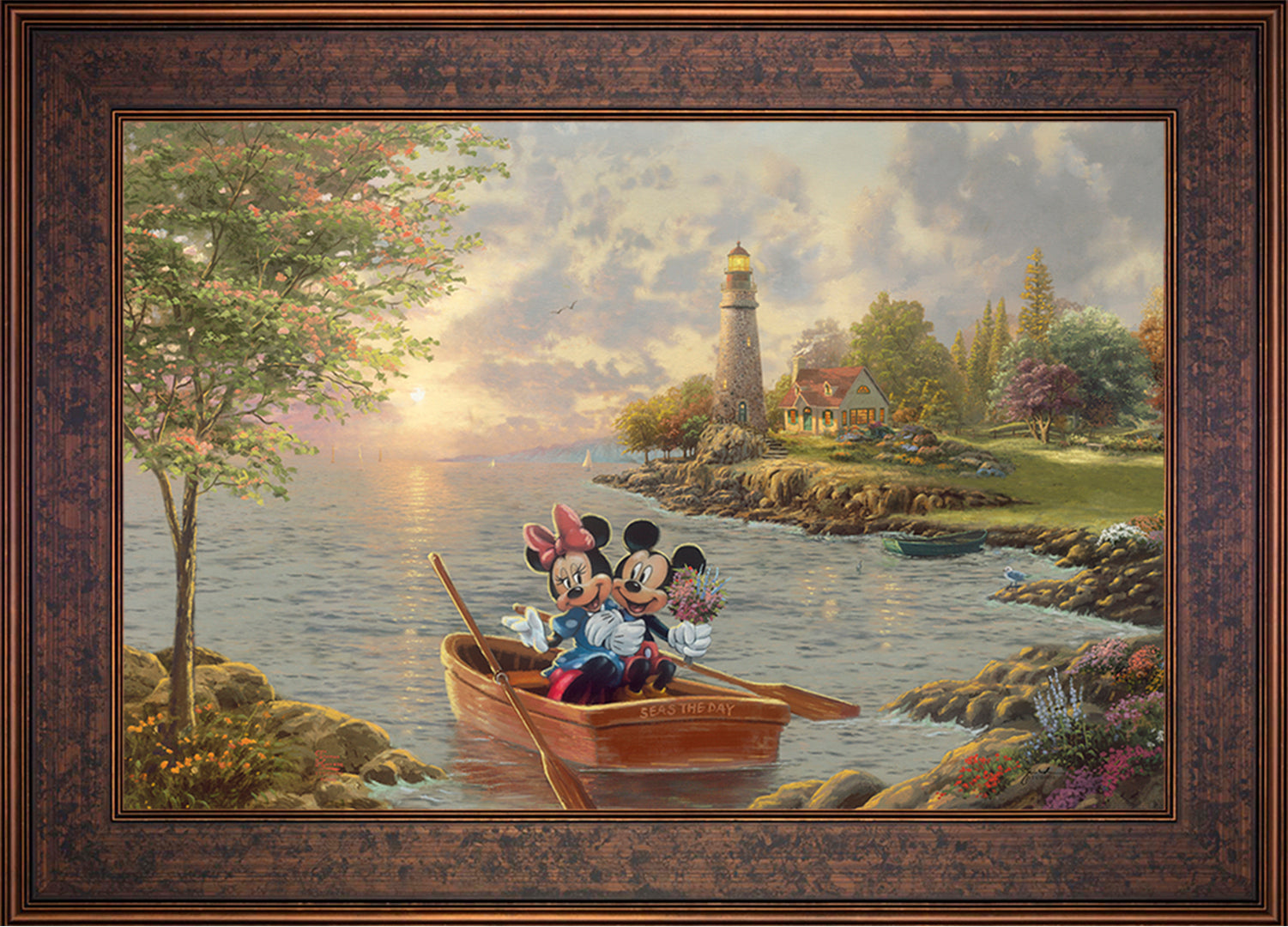 Disney Mickey and Minnie Lighthouse Cove Wall Art by Thomas Kinkade Studios Standard Number Canvas 18
