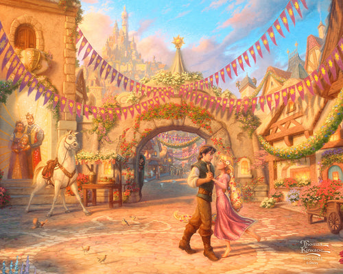 Disney Rapunzel Dancing in the Sunlit Courtyard Wall Art by Thomas Kinkade Studios Canvas Gallery Wrap 8
