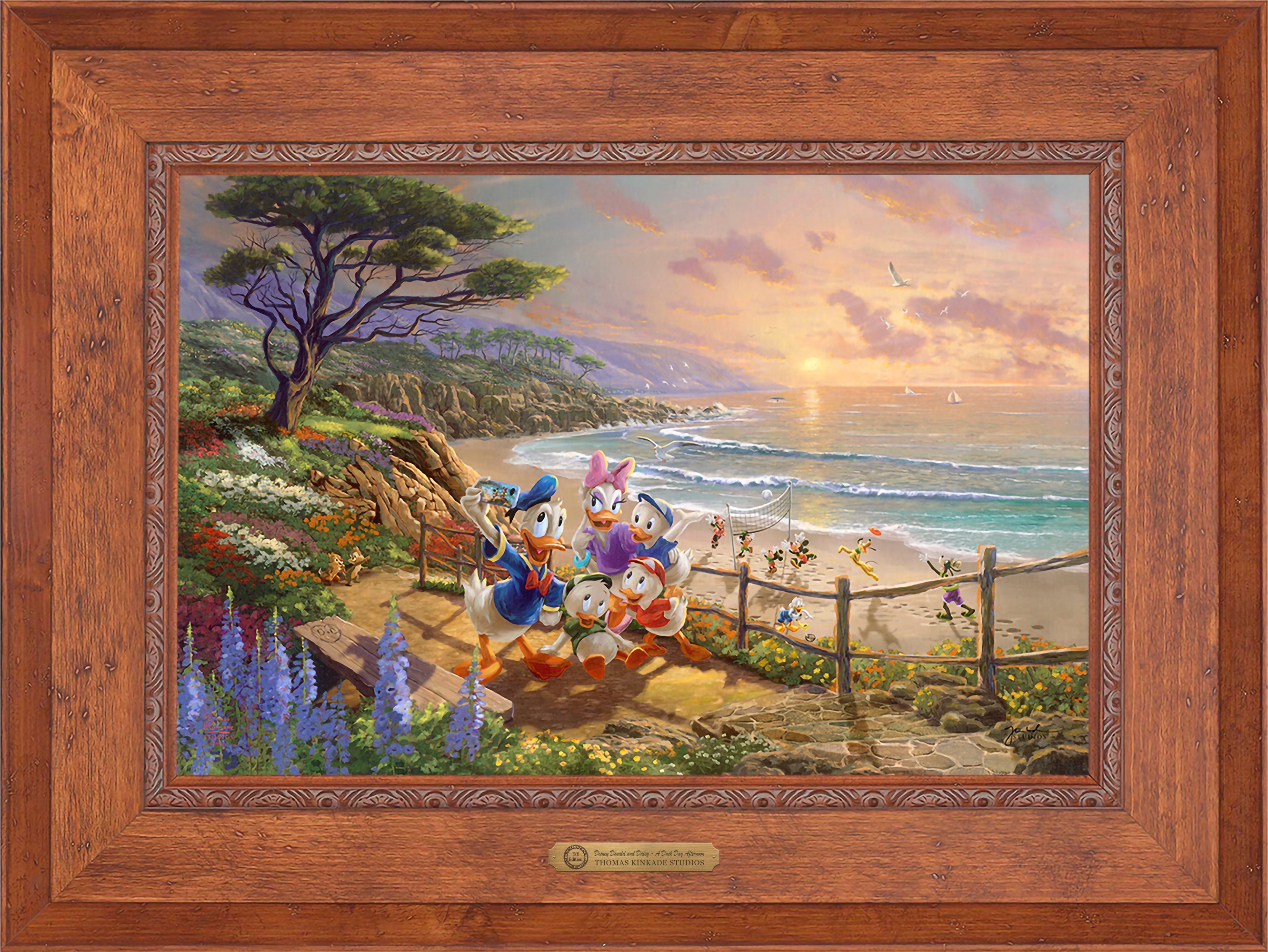 Disney Donald And Daisy - A Duck Day Afternoon Wall Art by Thomas Kinkade Studios Estate Edition Canvas 18
