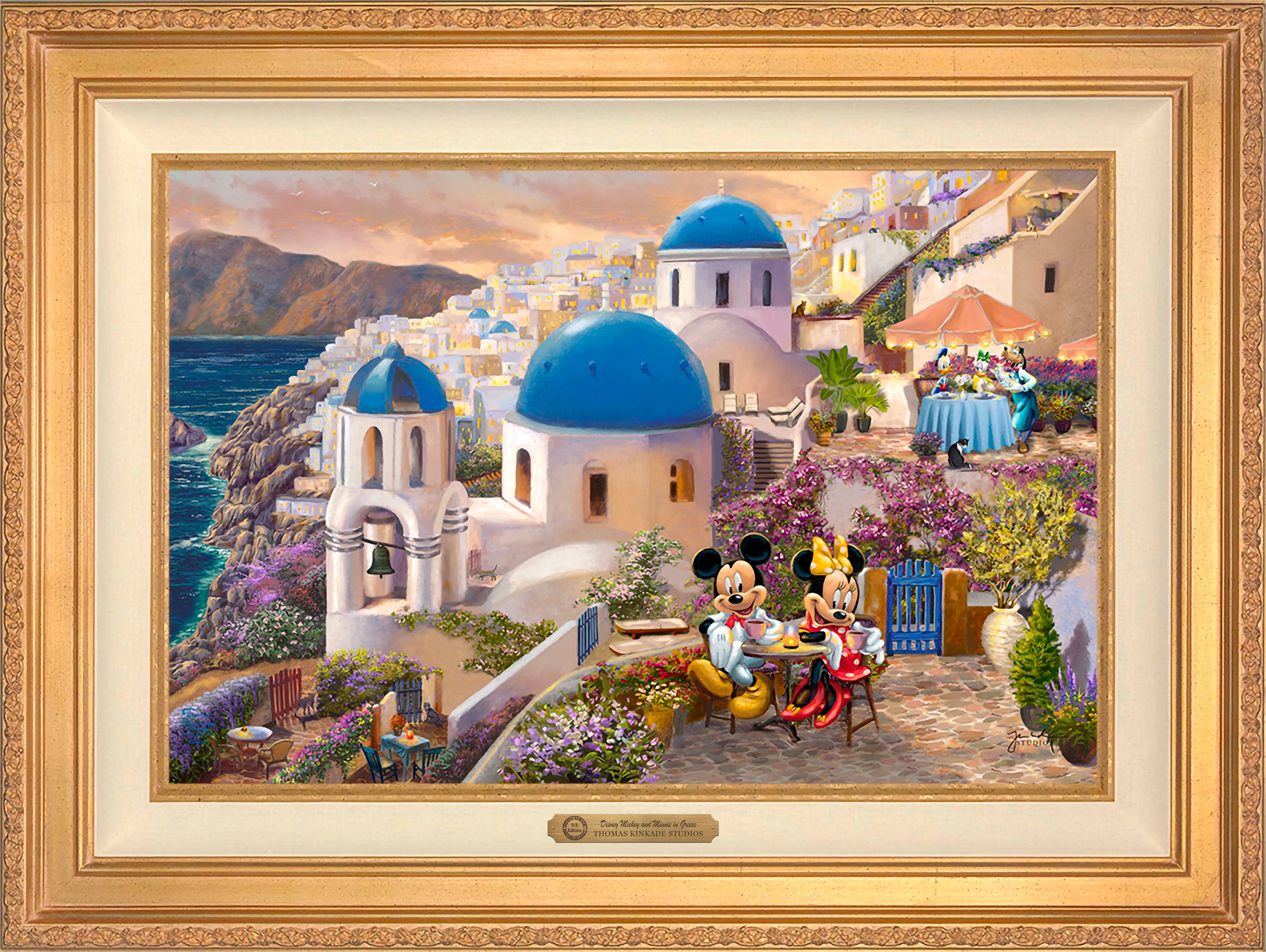 Disney Mickey and Minnie in Greece Wall Art by Thomas Kinkade Studios Estate Edition Canvas 18