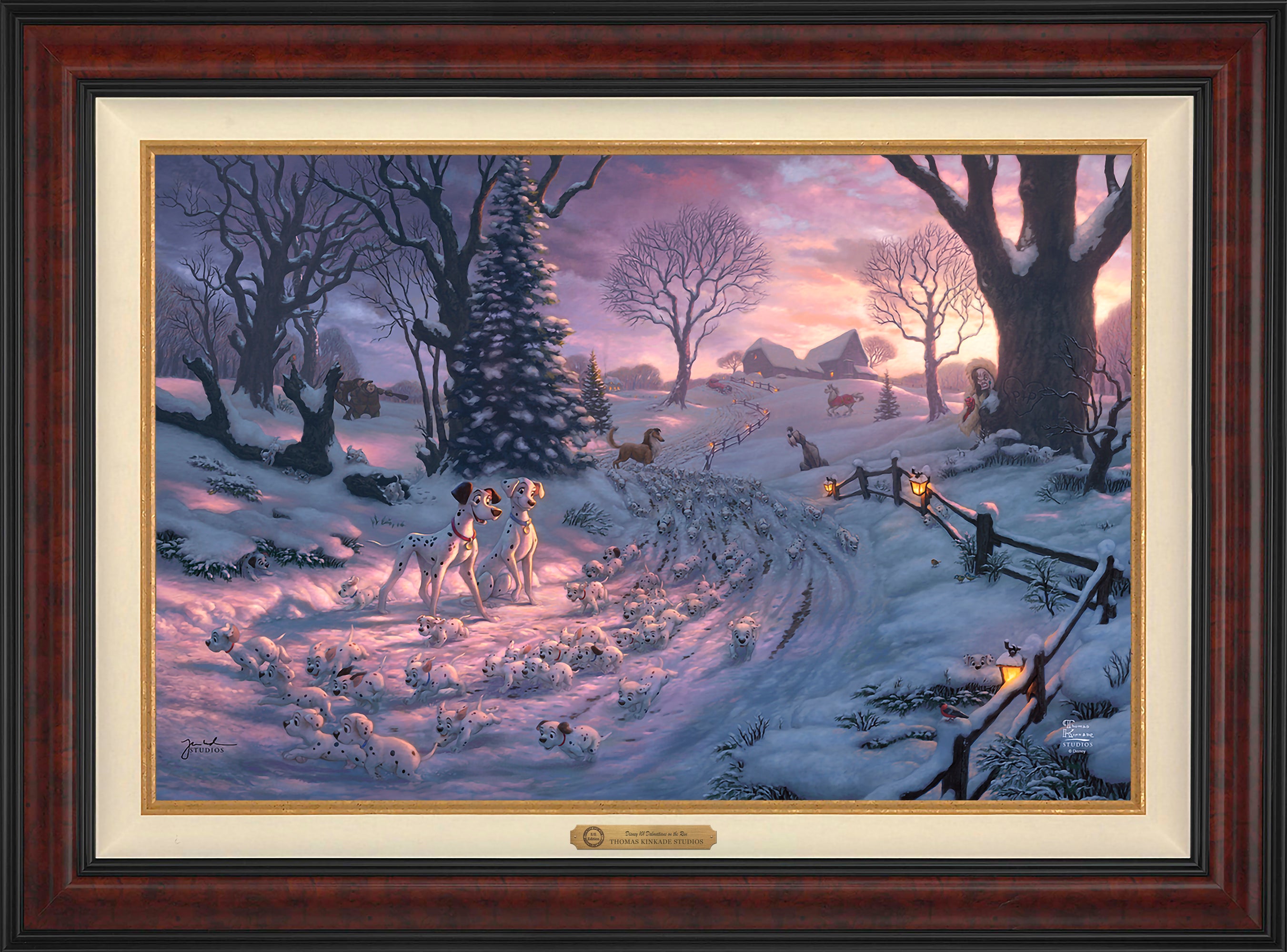 Disney 101 Dalmatians on the Run Wall Art by Thomas Kinkade Studios Estate Edition Canvas 24