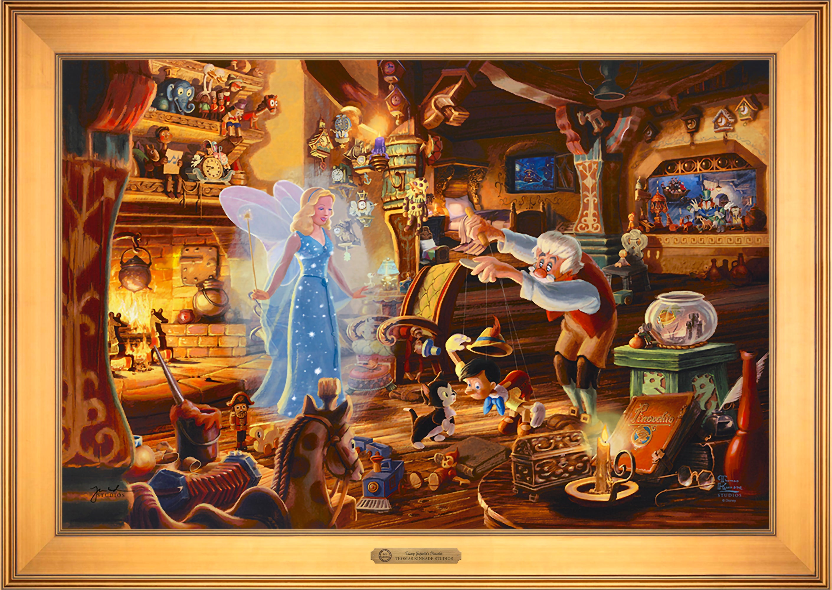 Disney Geppetto's Pinocchio Wall Art by Thomas Kinkade Studios Estate Edition Canvas 24