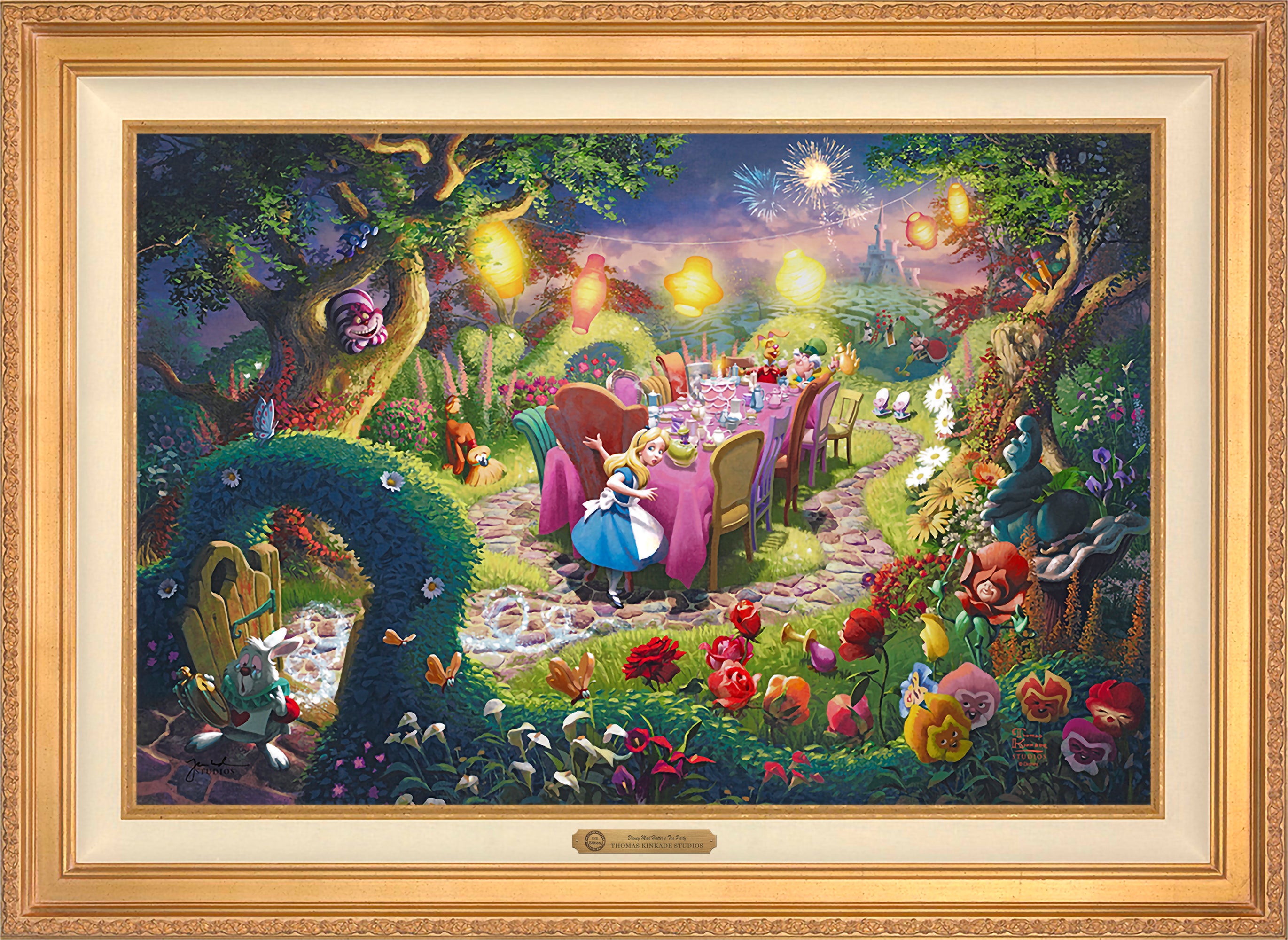 Disney Mad Hatter's Tea Party Wall Art by Thomas Kinkade Studios Estate Edition Canvas 24
