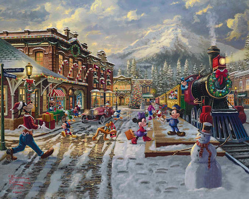 Disney Mickey and Minnie Candy Cane Express Wall Art by Thomas Kinkade Studios Canvas Gallery Wrap 24