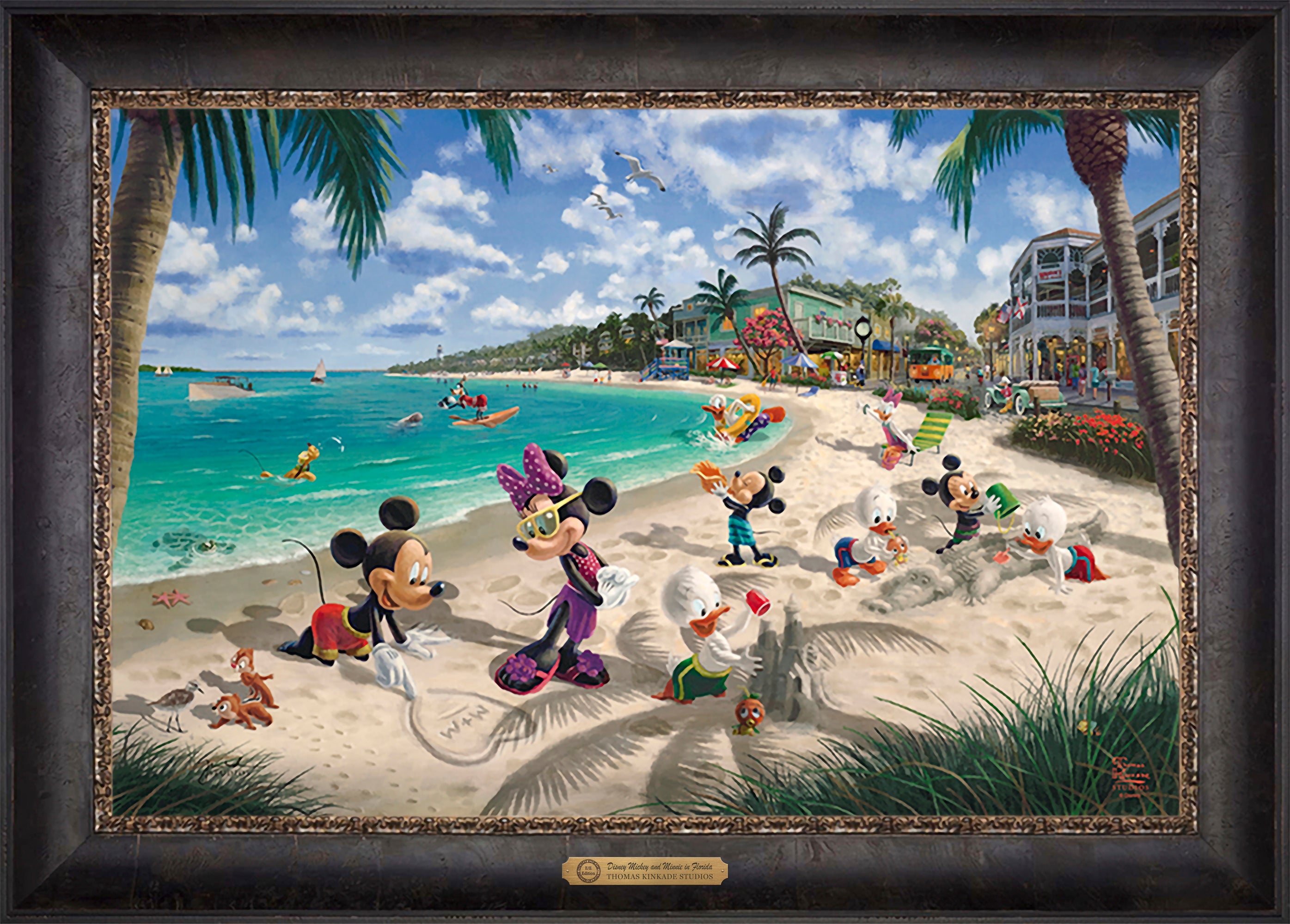 Disney Mickey and Minnie in Florida Wall Art by Thomas Kinkade Studios Estate Edition Canvas 18