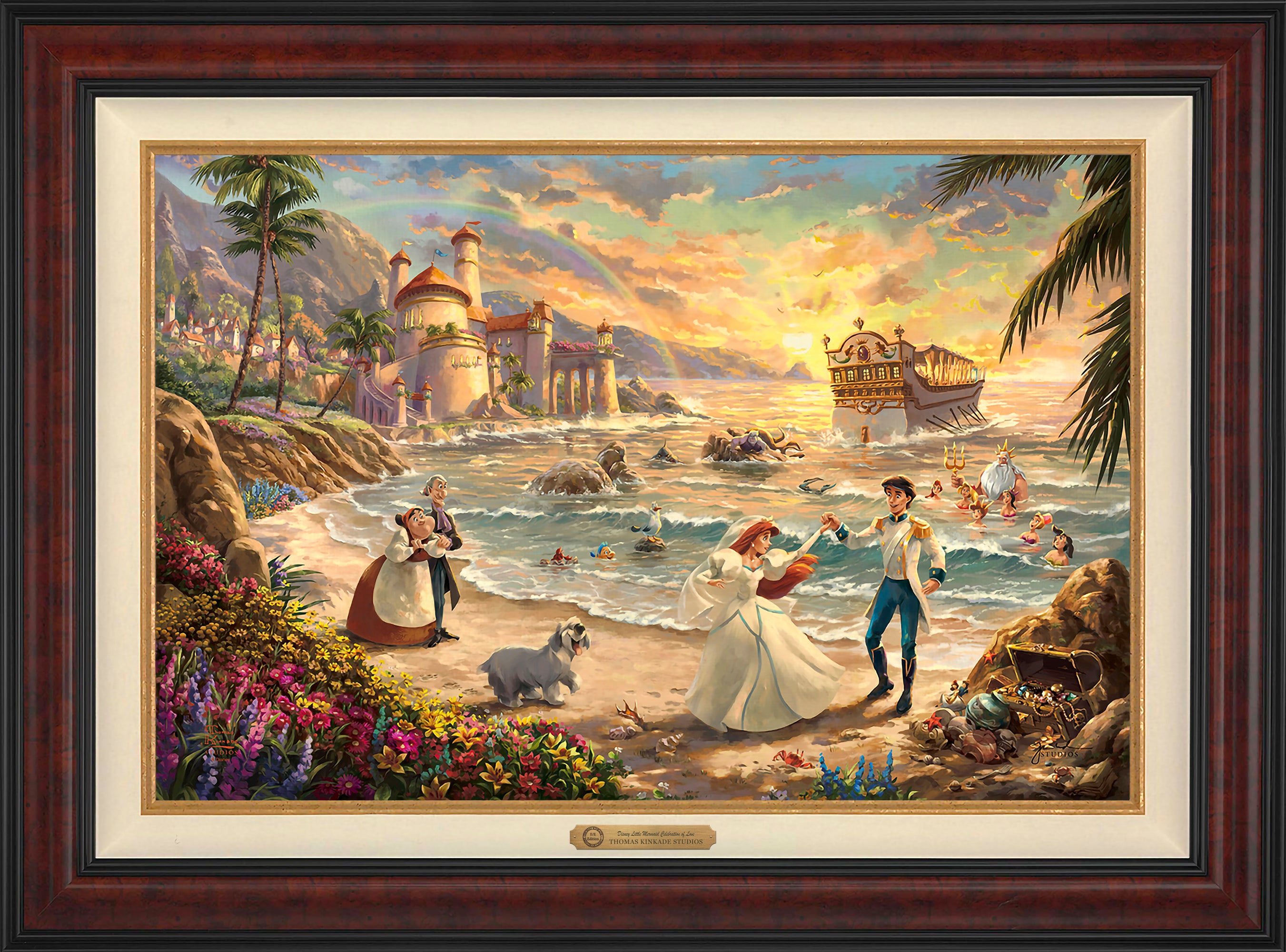 Disney The Little Mermaid Celebration of Love Wall Art by Thomas Kinkade Studios Estate Edition Canvas 24