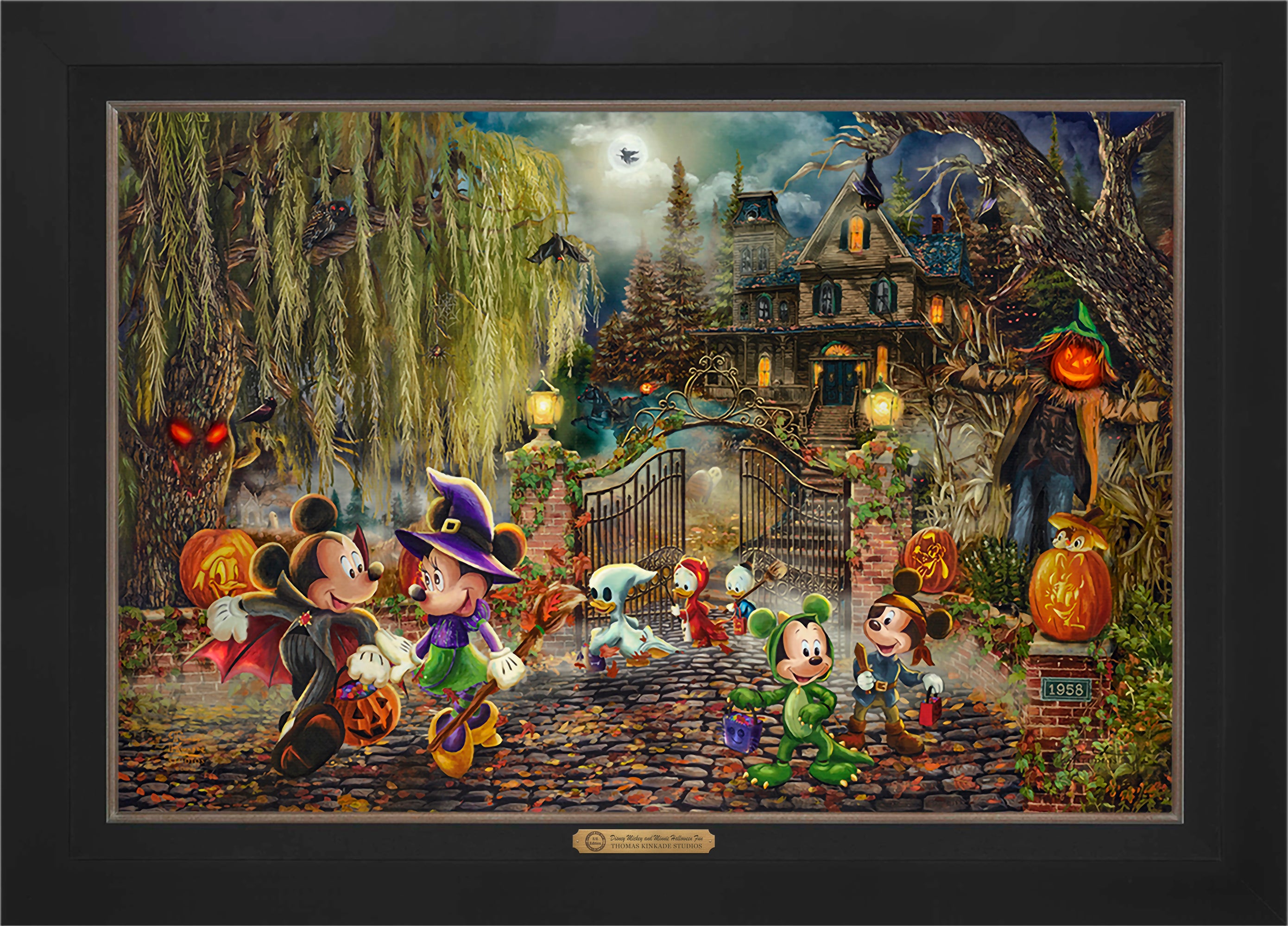 Disney Mickey and Minnie Halloween Fun Wall Art by Thomas Kinkade Studios Estate Edition Canvas 24
