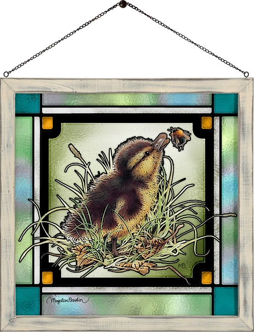 Duckling Distraction Framed Glass Art by Marjolein Bastin