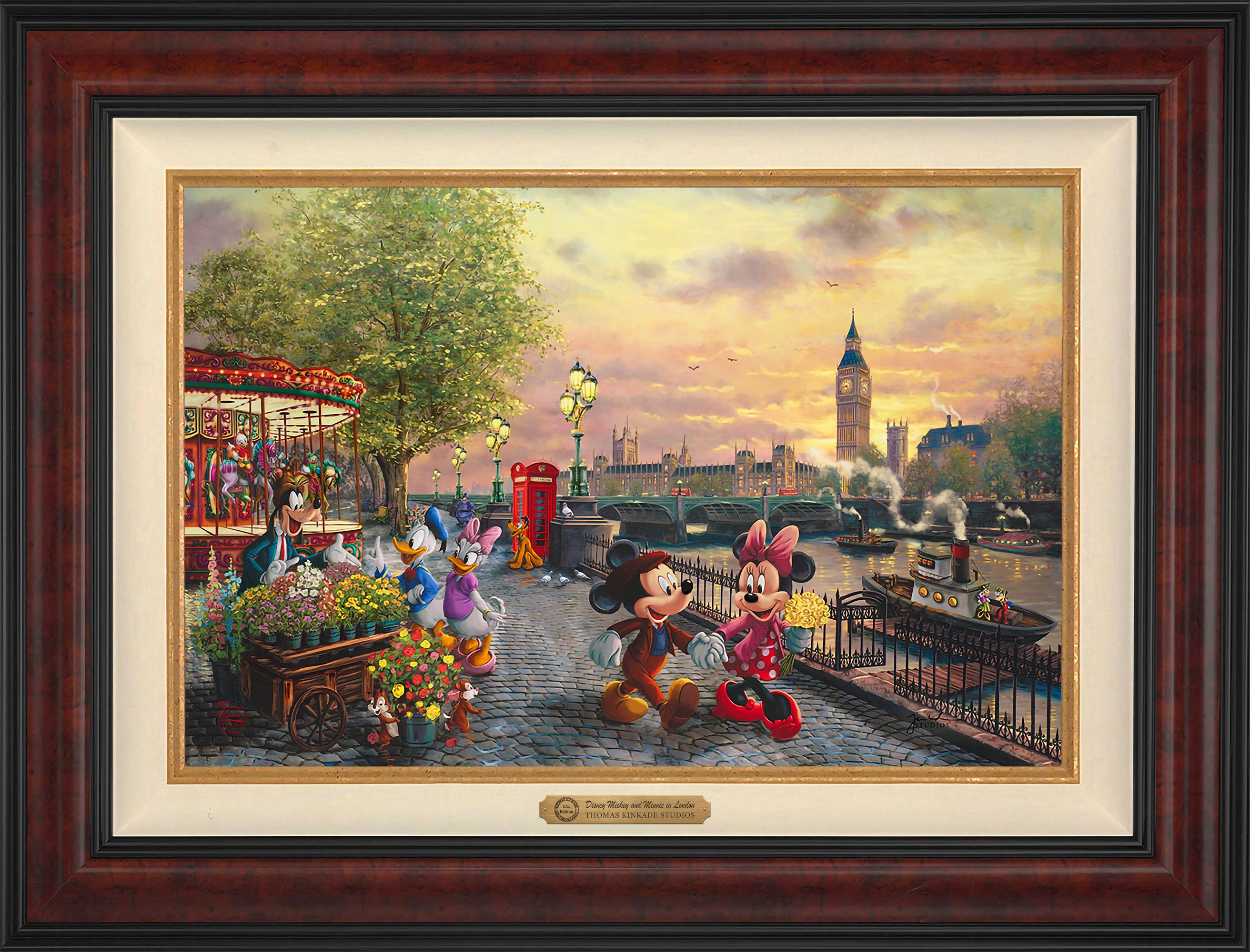 Disney Mickey and Minnie in London Wall Art by Thomas Kinkade Studios Estate Edition Canvas 18