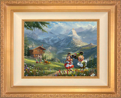 Disney Mickey and Minnie in the Alps Wall Art by Thomas Kinkade Studios Jewel Edition Canvas 12