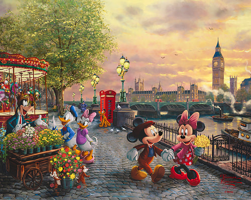 Disney Mickey and Minnie in London Wall Art by Thomas Kinkade Studios Canvas Gallery Wrap 8