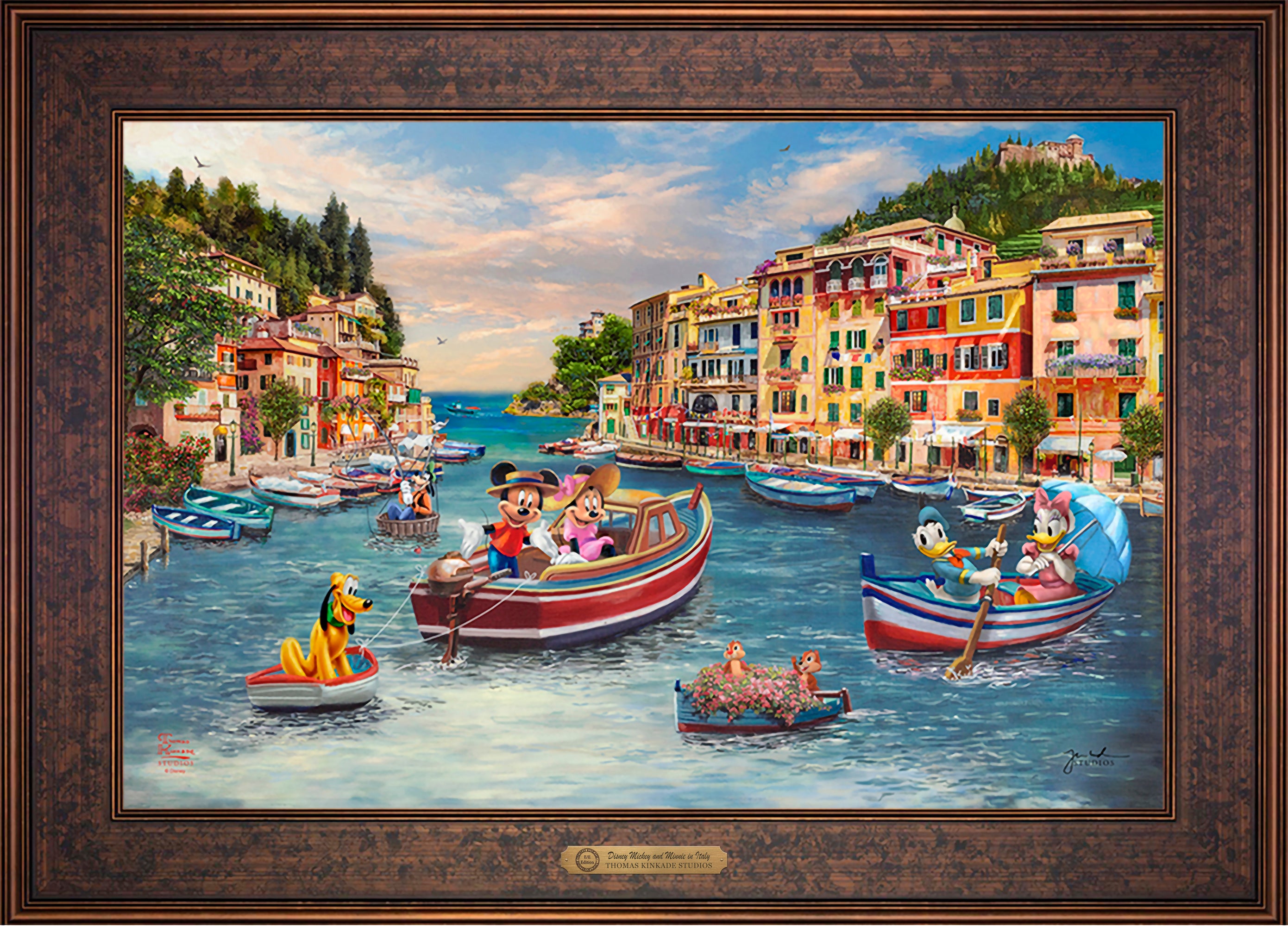 Disney Mickey and Minnie in Italy Wall Art by Thomas Kinkade Studios Estate Edition Canvas 18