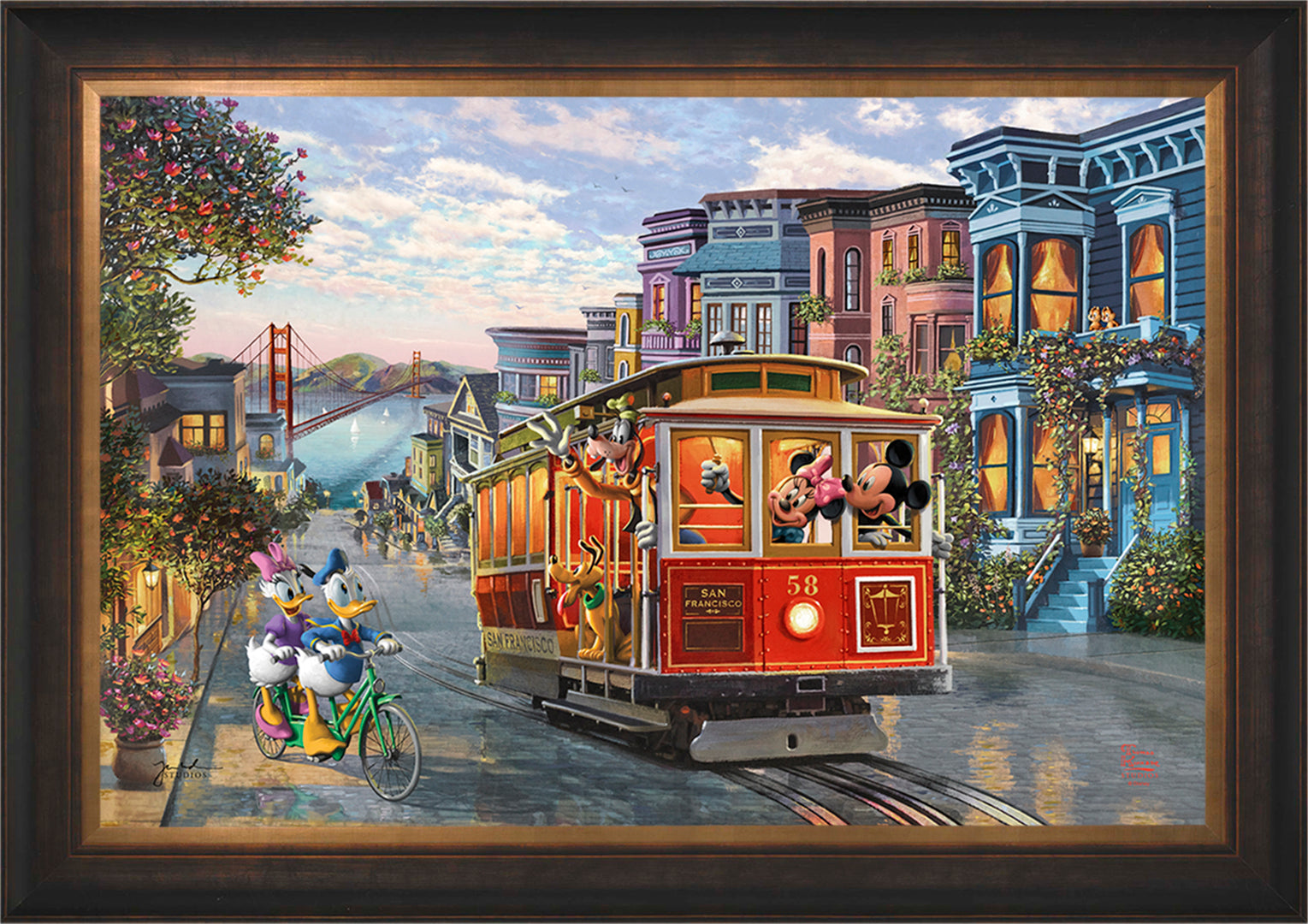 Disney Mickey and Minnie in San Francisco Wall Art by Thomas Kinkade Studios Standard Number Canvas 24