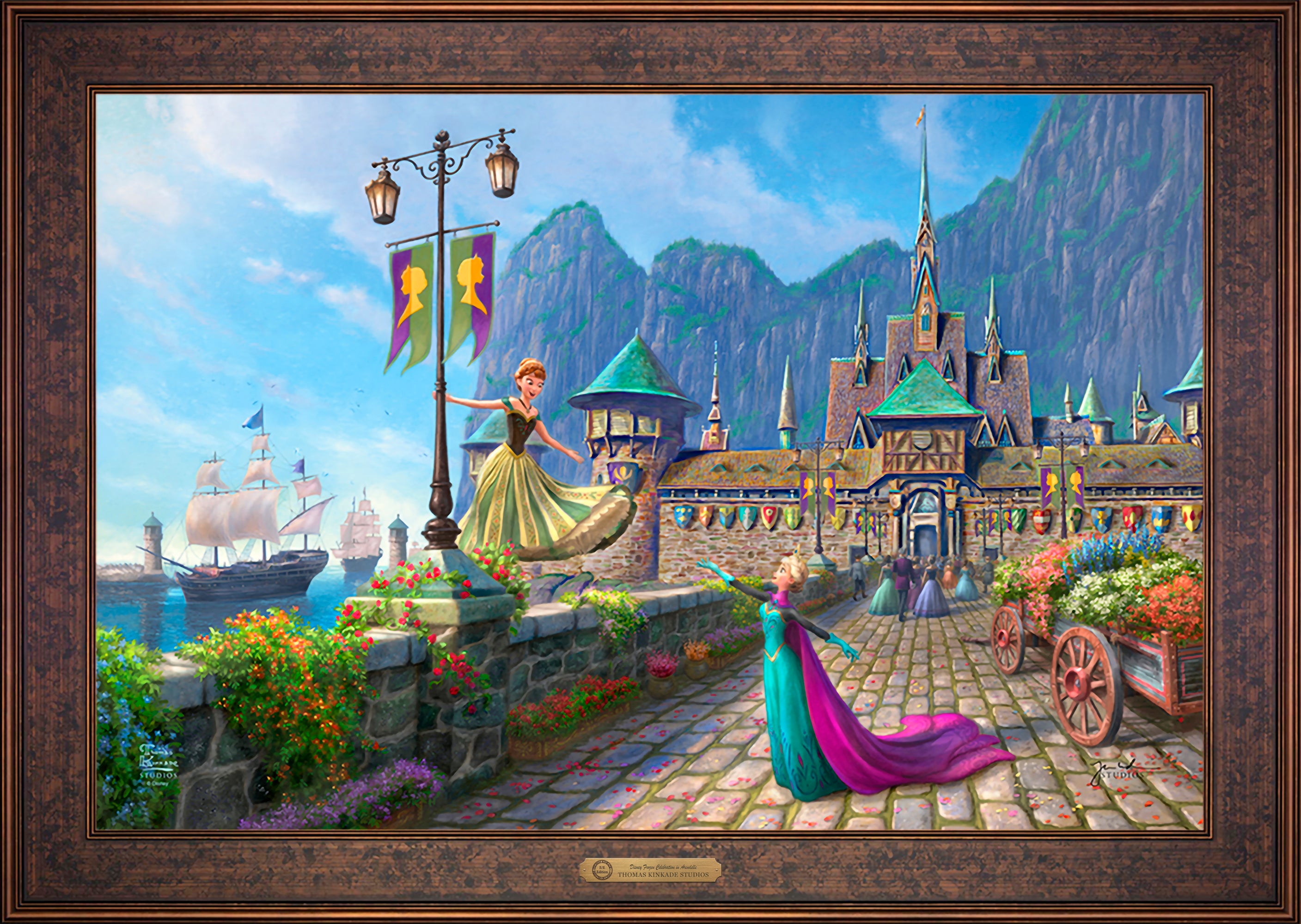 Disney Frozen Celebration in Arendelle Wall Art by Thomas Kinkade Studios Estate Edition Canvas 24