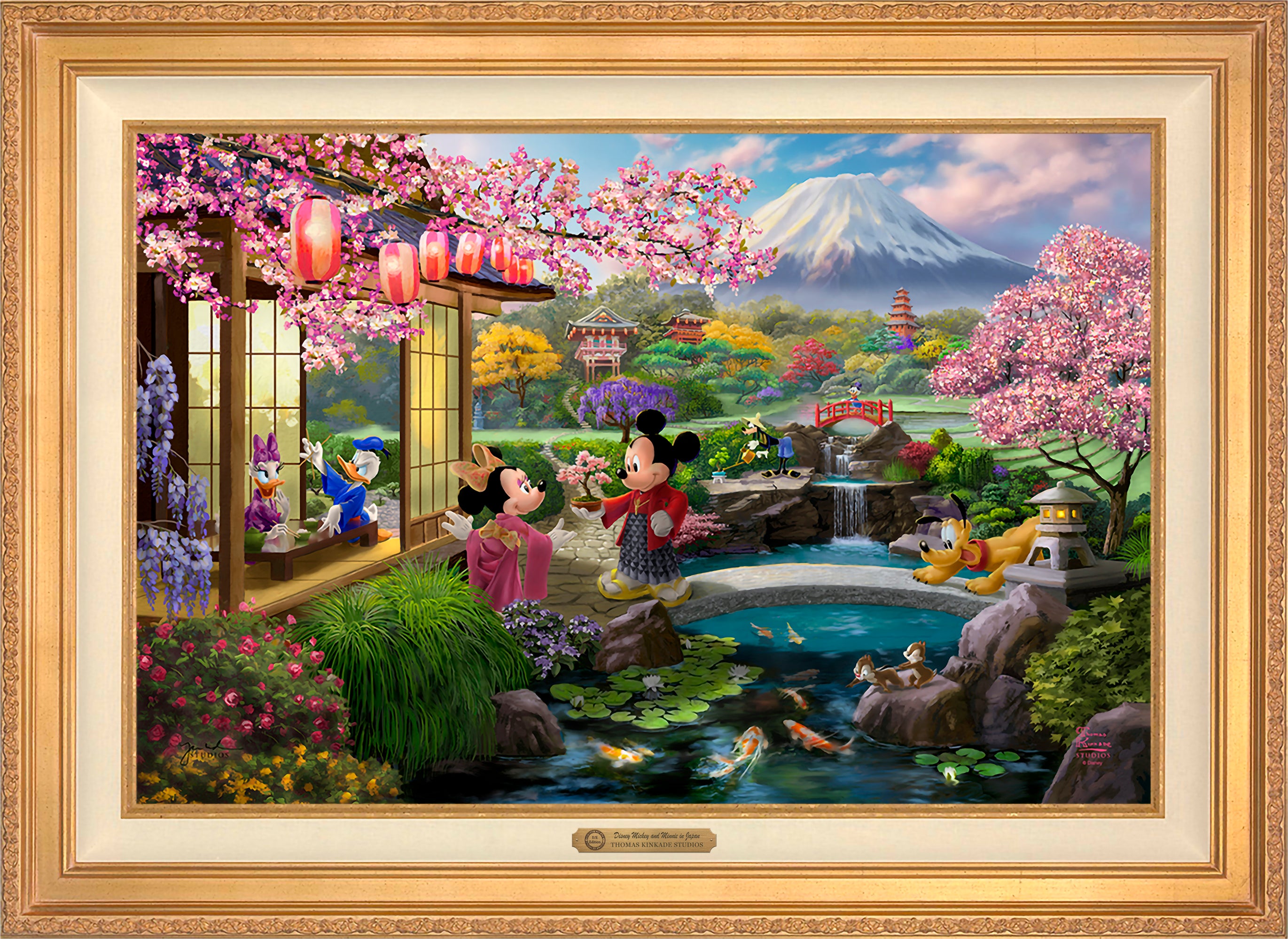 Disney Mickey and Minnie in Japan Wall Art by Thomas Kinkade Studios Estate Edition Canvas 24