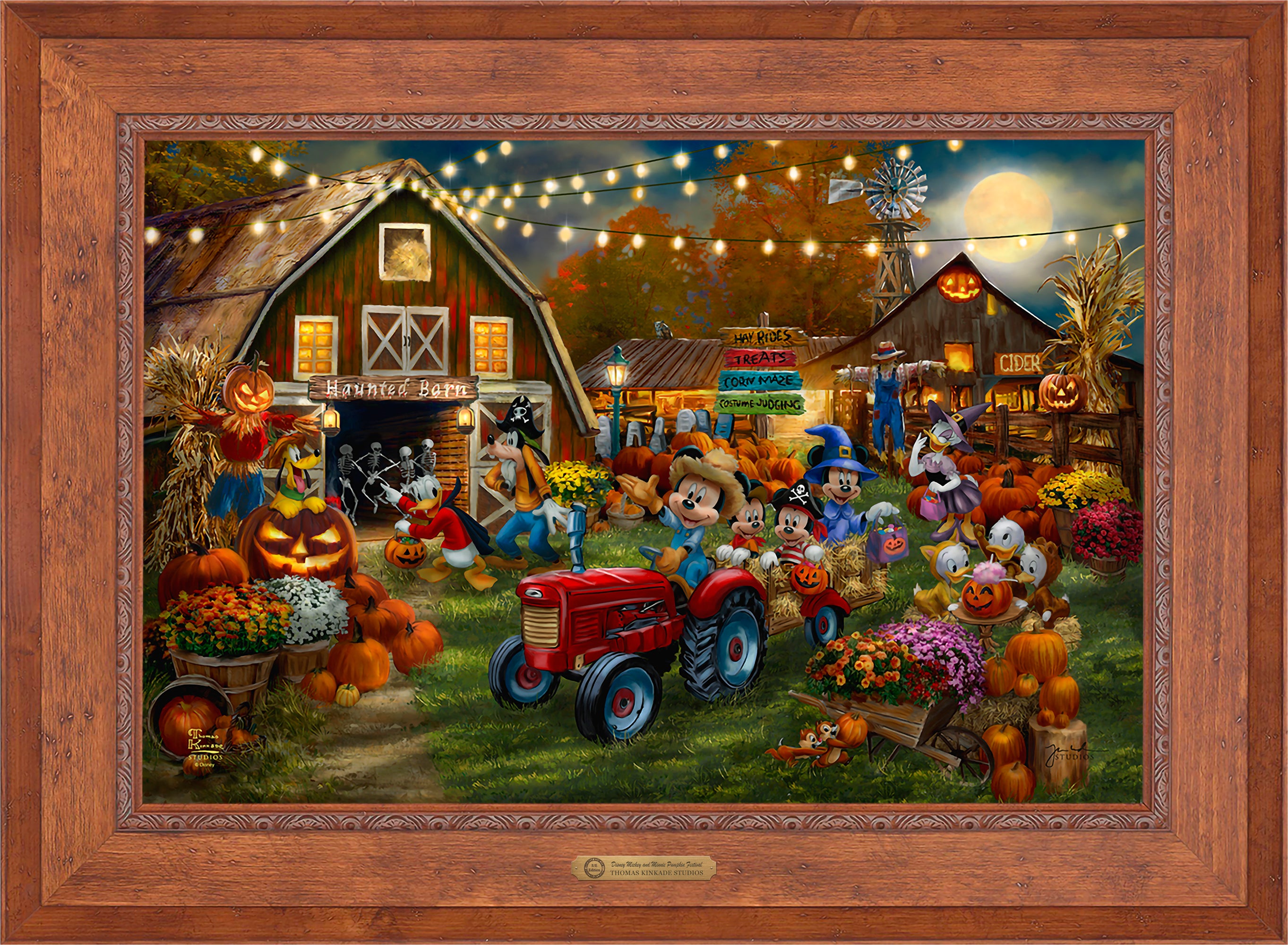 Disney Mickey and Minnie Pumpkin Festival Wall Art by Thomas Kinkade Studios Estate Edition Canvas 24