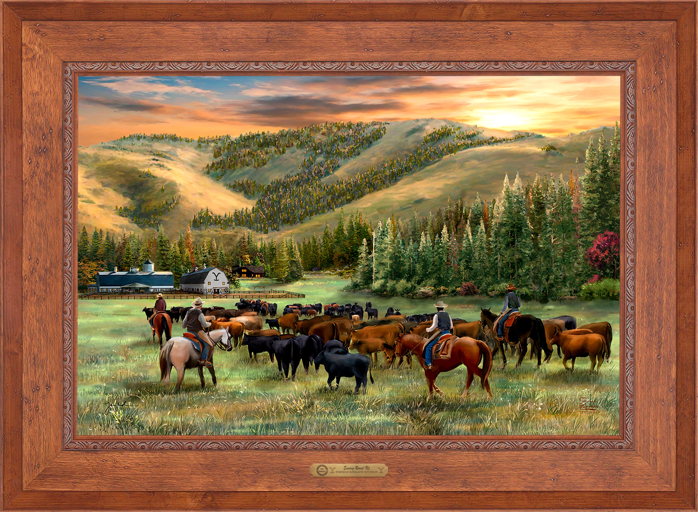 Evening Round-Up Wall Art by Thomas Kinkade Studios Estate Edition Canvas 24