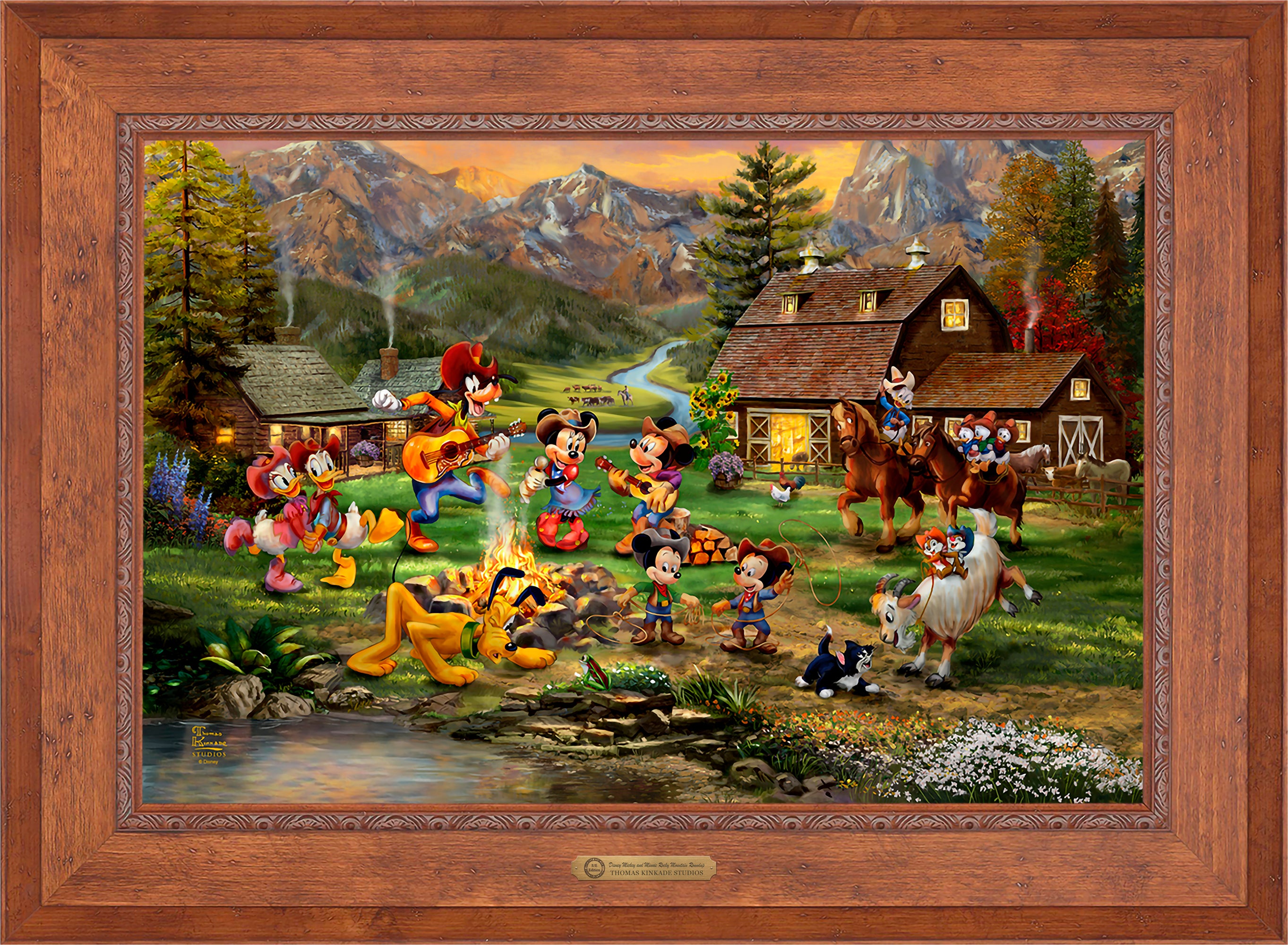 Disney Mickey and Minnie Rocky Mountain Round-Up Wall Art by Thomas Kinkade Studios Estate Edition Canvas 24