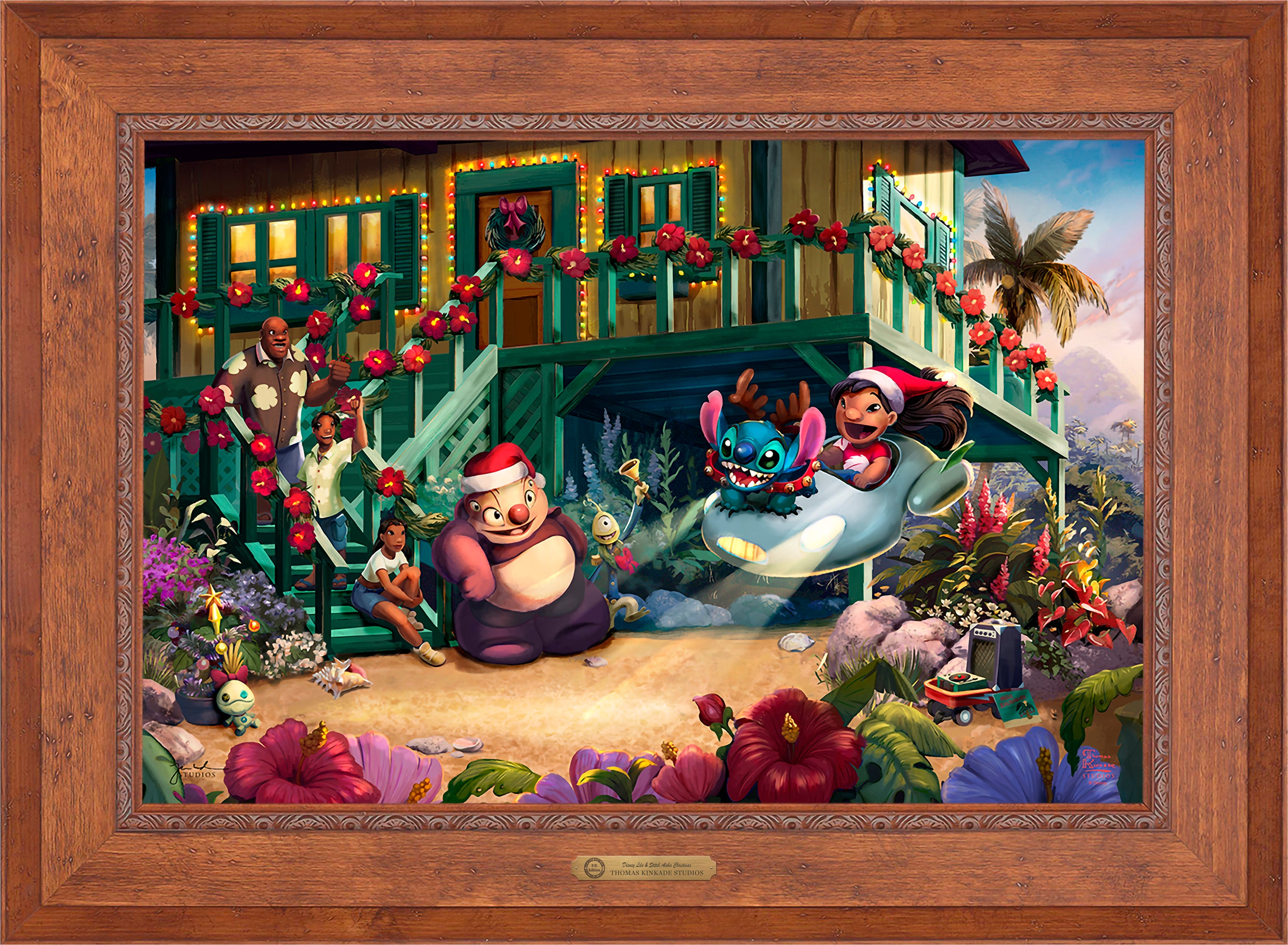 Disney Lilo and Stitch Aloha Christmas Wall Art by Thomas Kinkade Studios Estate Edition Canvas 24