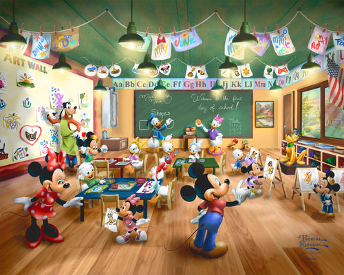 Disney Mickey and Minnie Schoolhouse Wall Art by Thomas Kinkade Studios Canvas Gallery Wrapped 8