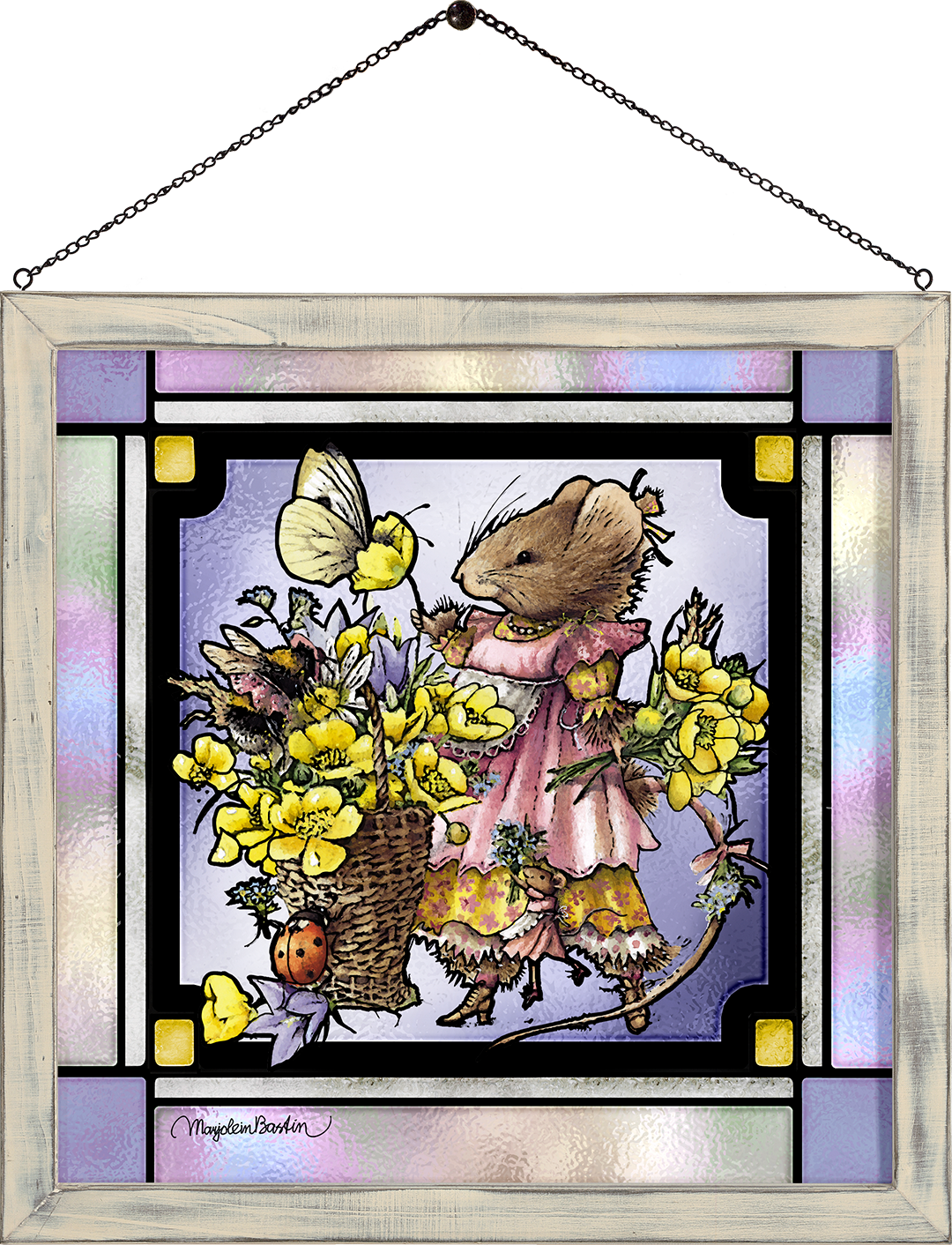 Flutter, Buzz and Bloom Framed Glass Art By Marjolein Bastin