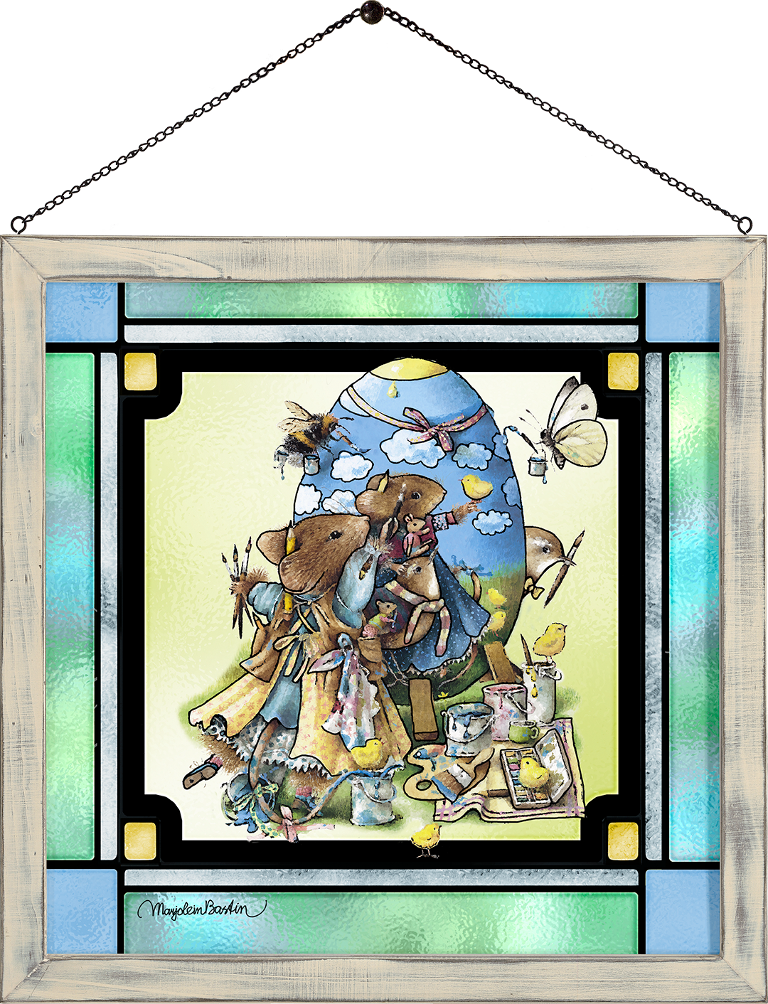 The Easter Egg Ensemble Framed Glass Art By Marjolein Bastin