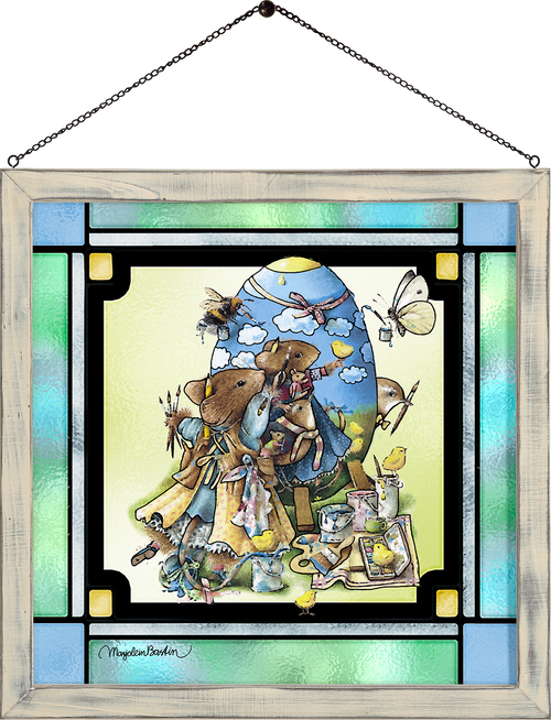 The Easter Egg Ensemble Framed Glass Art By Marjolein Bastin