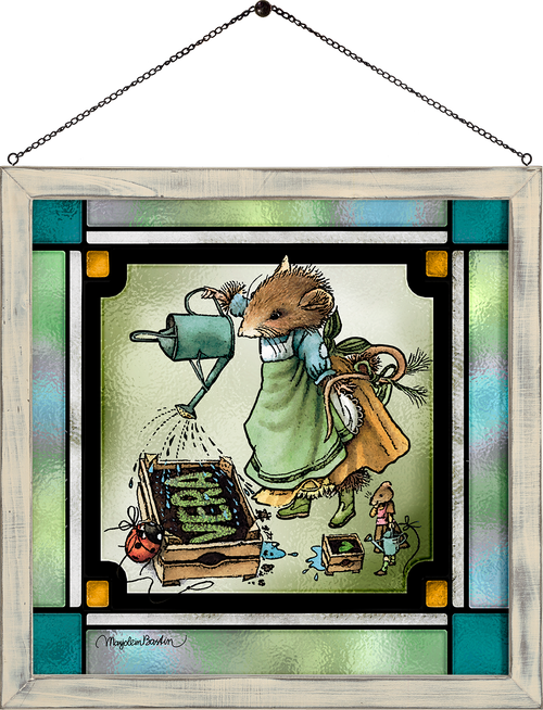 The Gentle Gardener Framed Glass Art By Marjolein Bastin