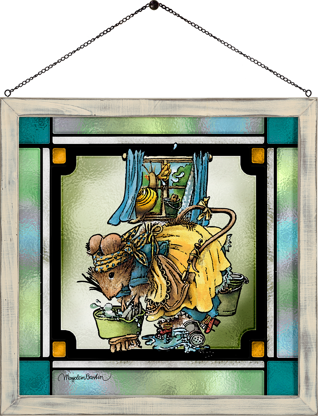 Teamwork and Tiny Bubbles Framed Glass Art By Marjolein Bastin