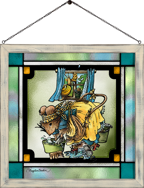 Teamwork and Tiny Bubbles Framed Glass Art By Marjolein Bastin