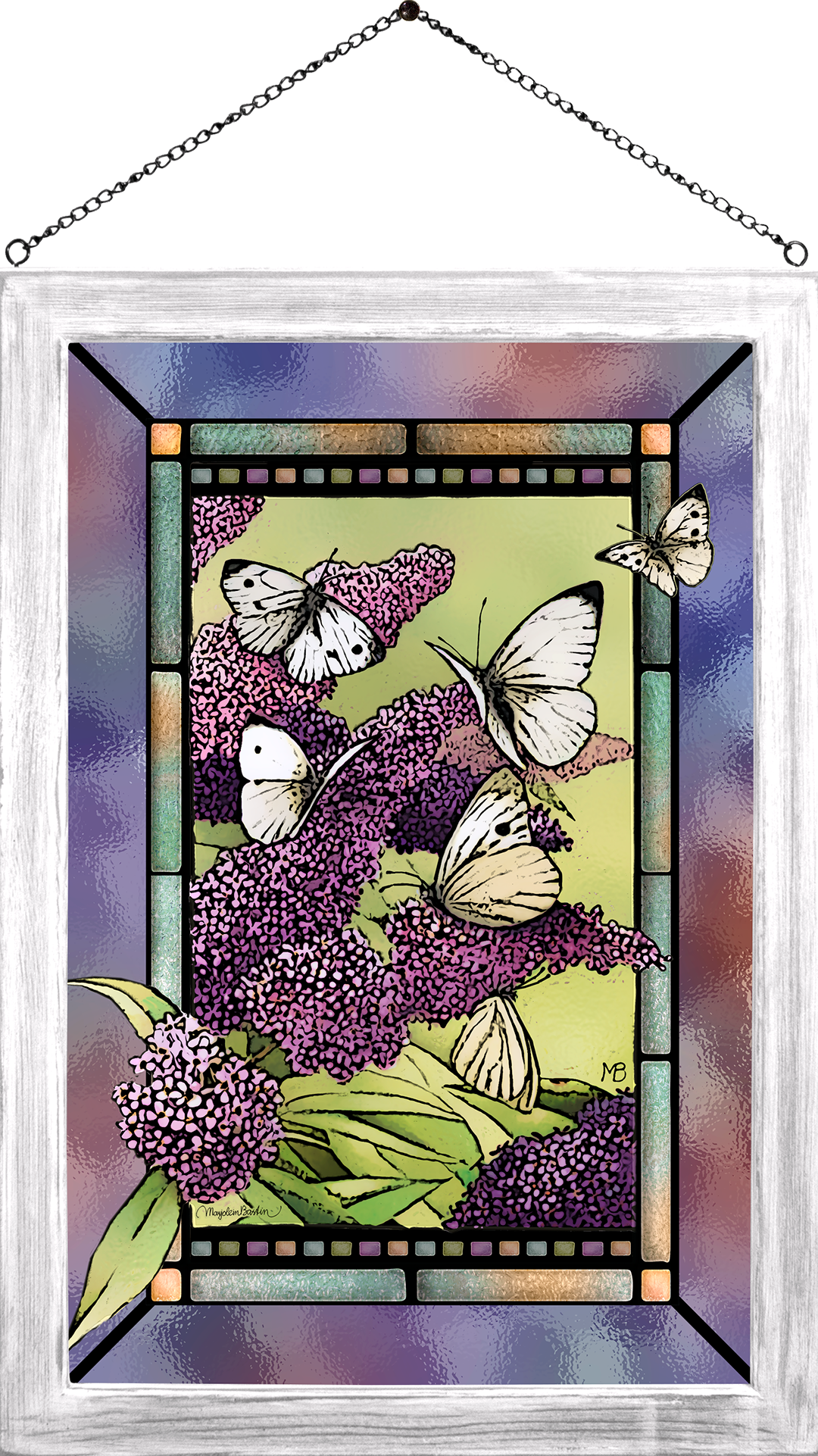 Call of the Lilac Framed Glass Art by Marjolein Bastin