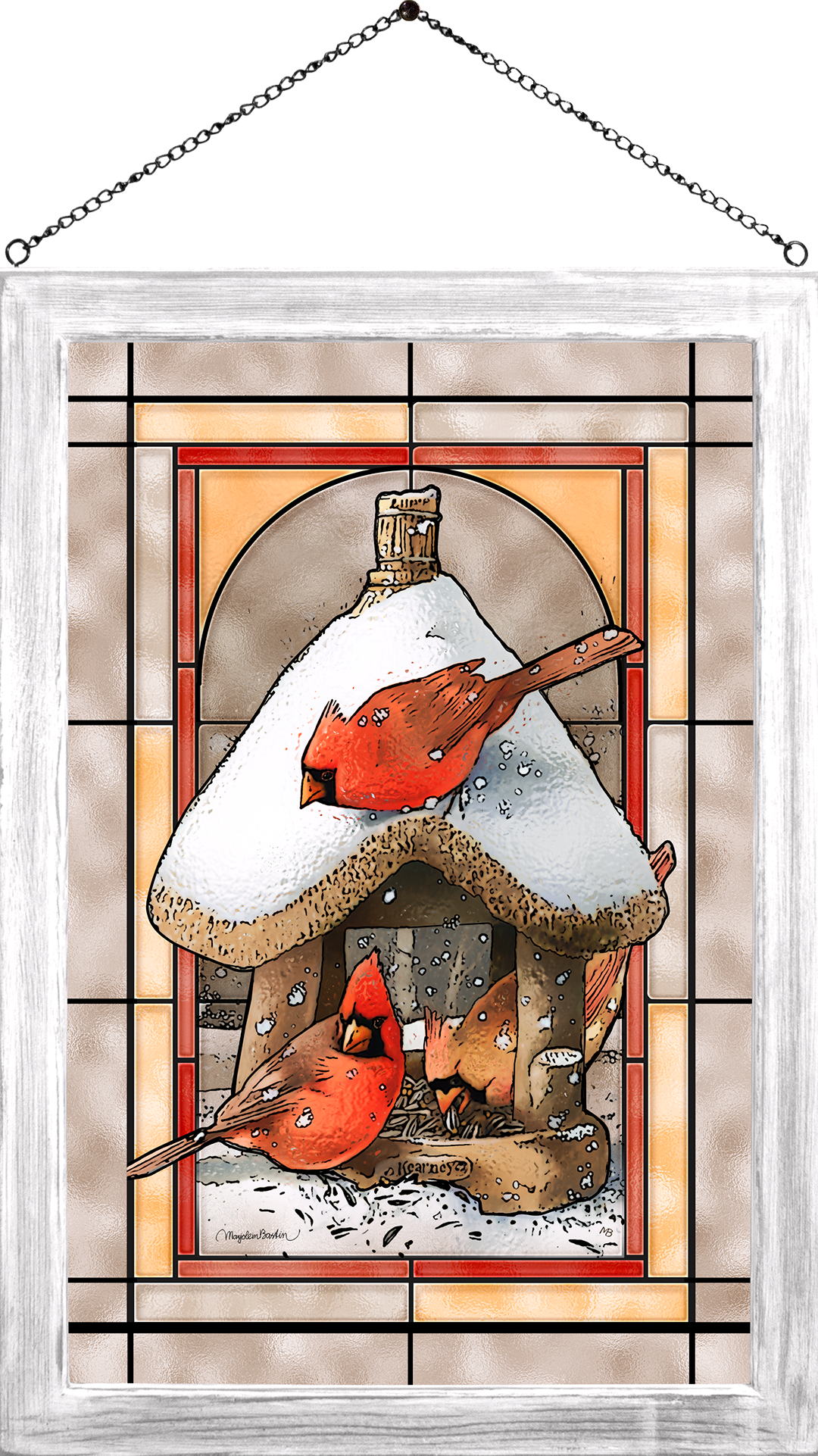 Winter Buffet Framed Glass Art by Marjolein Bastin