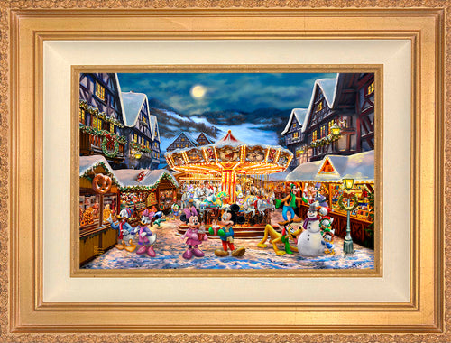Disney Mickey and Minnie Christmas Market Wall Art By Thomas Kinkade Studios