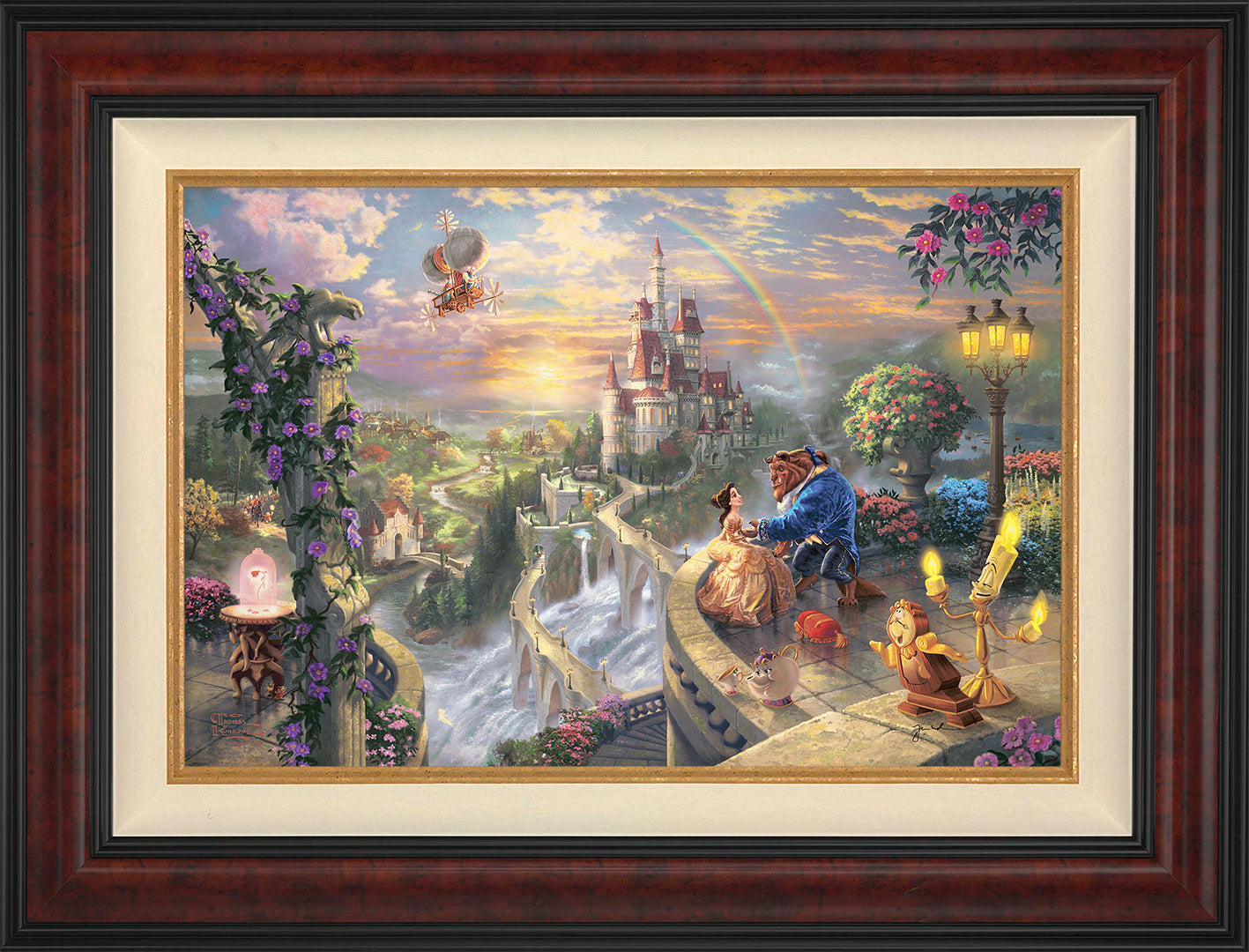 Disney Beauty and the Beast Falling in Love Wall Art by Thomas Kinkade Studios Canvas Gallery Wrap 8