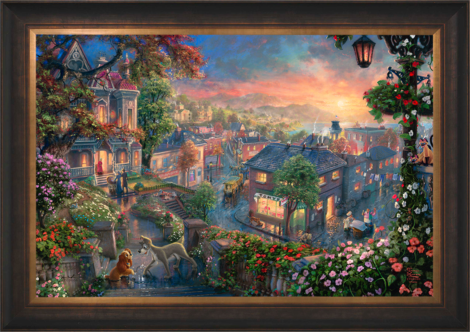Disney Lady and the Tramp Wall Art by Thomas Kinkade Studios Standard Number Canvas 24