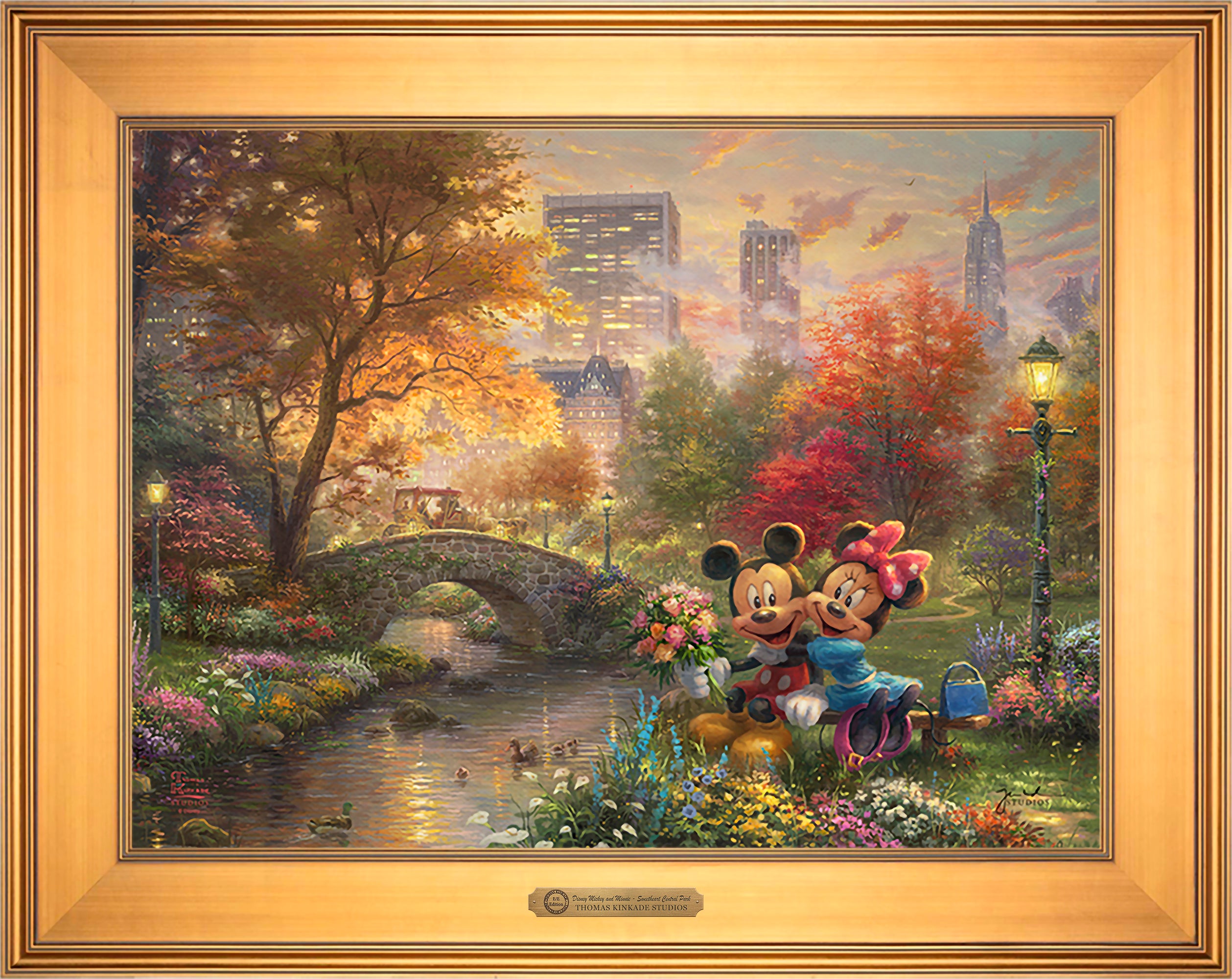 Disney Mickey and Minnie - Sweetheart Central Park Wall Art by Thomas Kinkade Studios Estate Edition Canvas 18