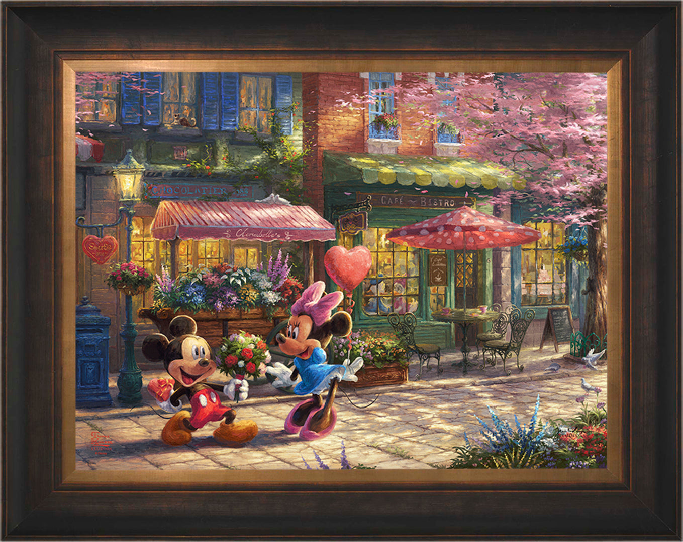 Disney Mickey and Minnie - Sweetheart Café Wall Art by Thomas Kinkade Studios Jewel Edition Canvas 18