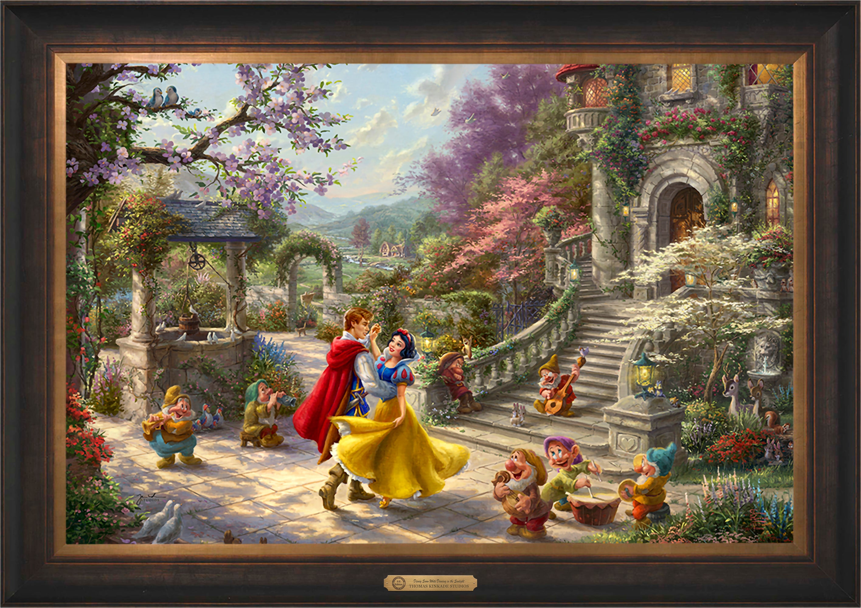 Disney Snow White Dancing in the Sunlight Wall Art by Thomas Kinkade Studios Estate Edition Canvas 24