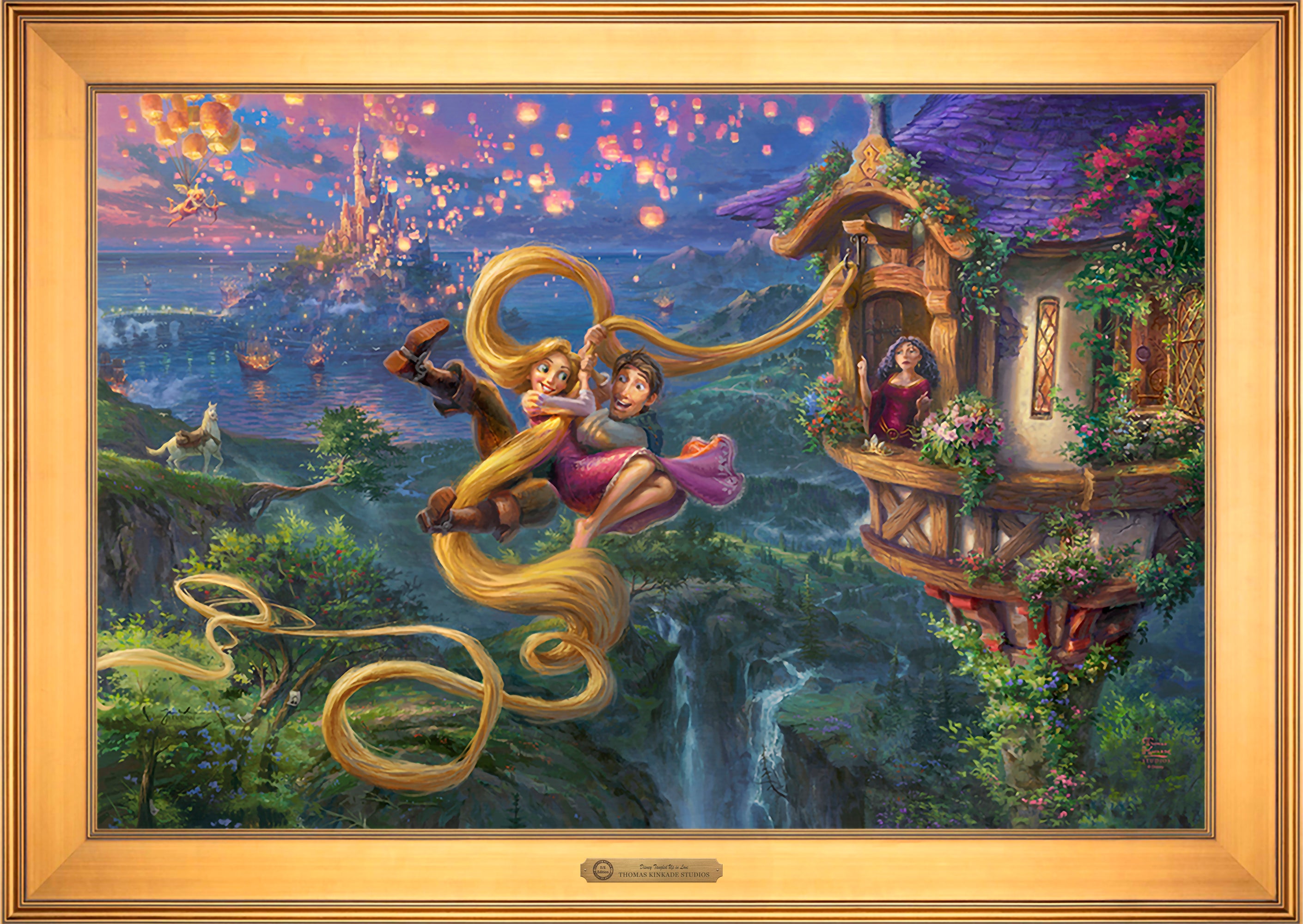Disney Tangled Up In Love Wall Art by Thomas Kinkade Studios Estate Edition Canvas 24