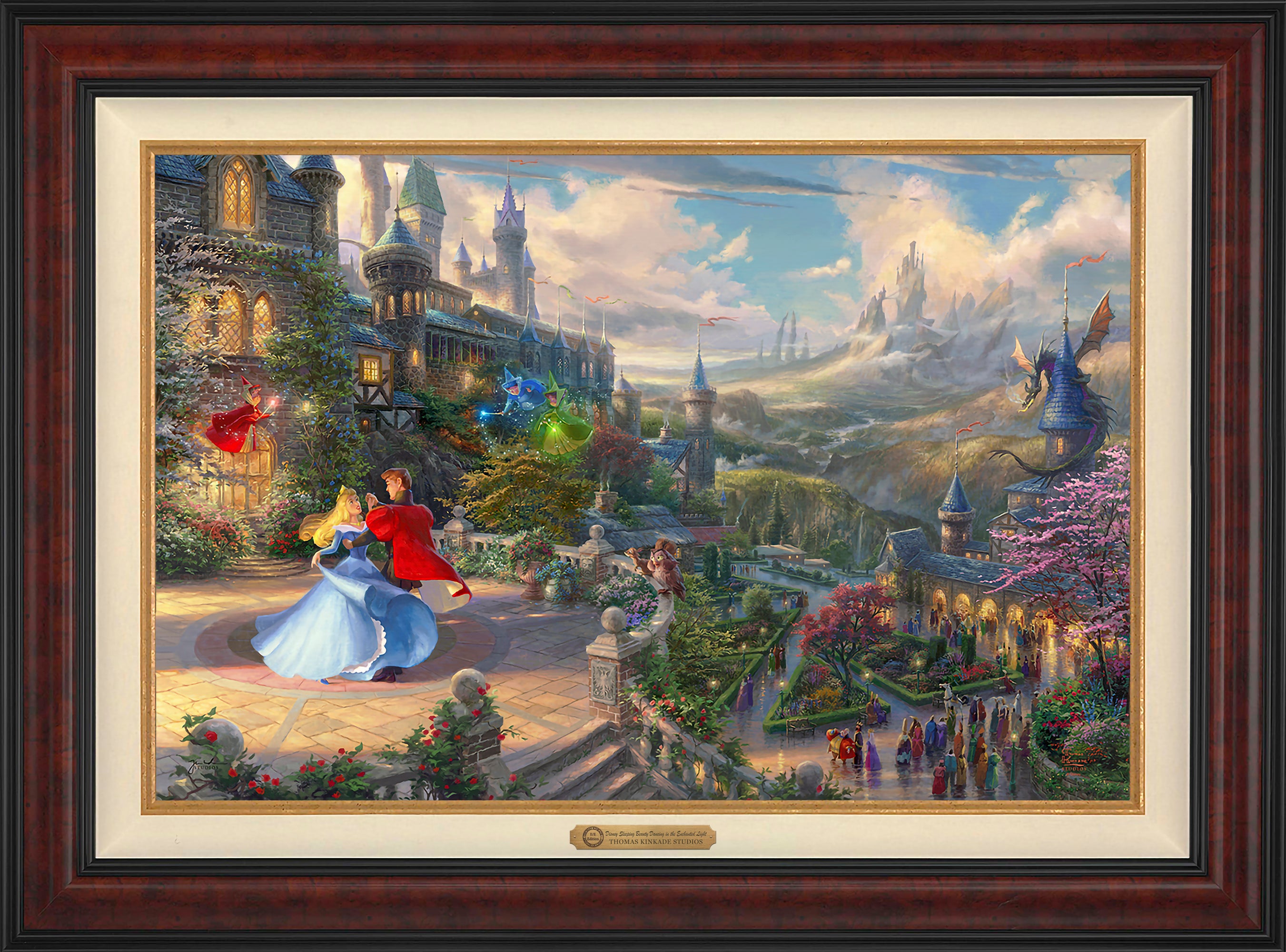 Disney Sleeping Beauty Dancing in the Enchanted Light Wall Art by Thomas Kinkade Studios Estate Edition Canvas 24