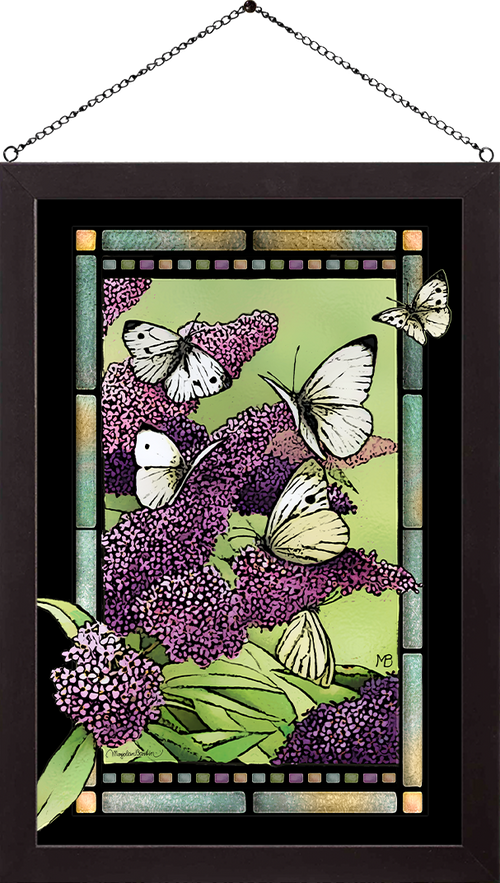 Call of the Lilac Framed Glass Art by Marjolein Bastin