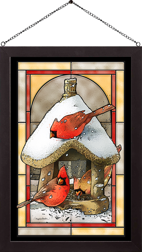 Winter Buffet Framed Glass Art by Marjolein Bastin