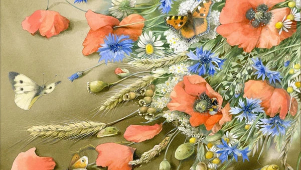 Floral and butterfly still-life painting by Marjolein Bastin – Nature-inspired artwork from Art Brand Studios