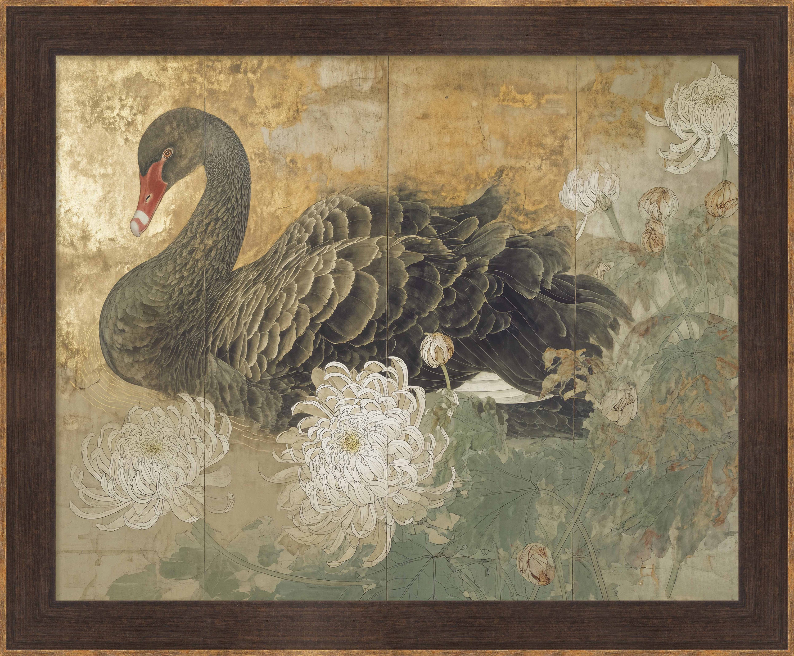 Martha Stewart Skylands | Waterfowl Study: Swan | Framed Vintage Swan Illustration | Historic Estate Wall Art