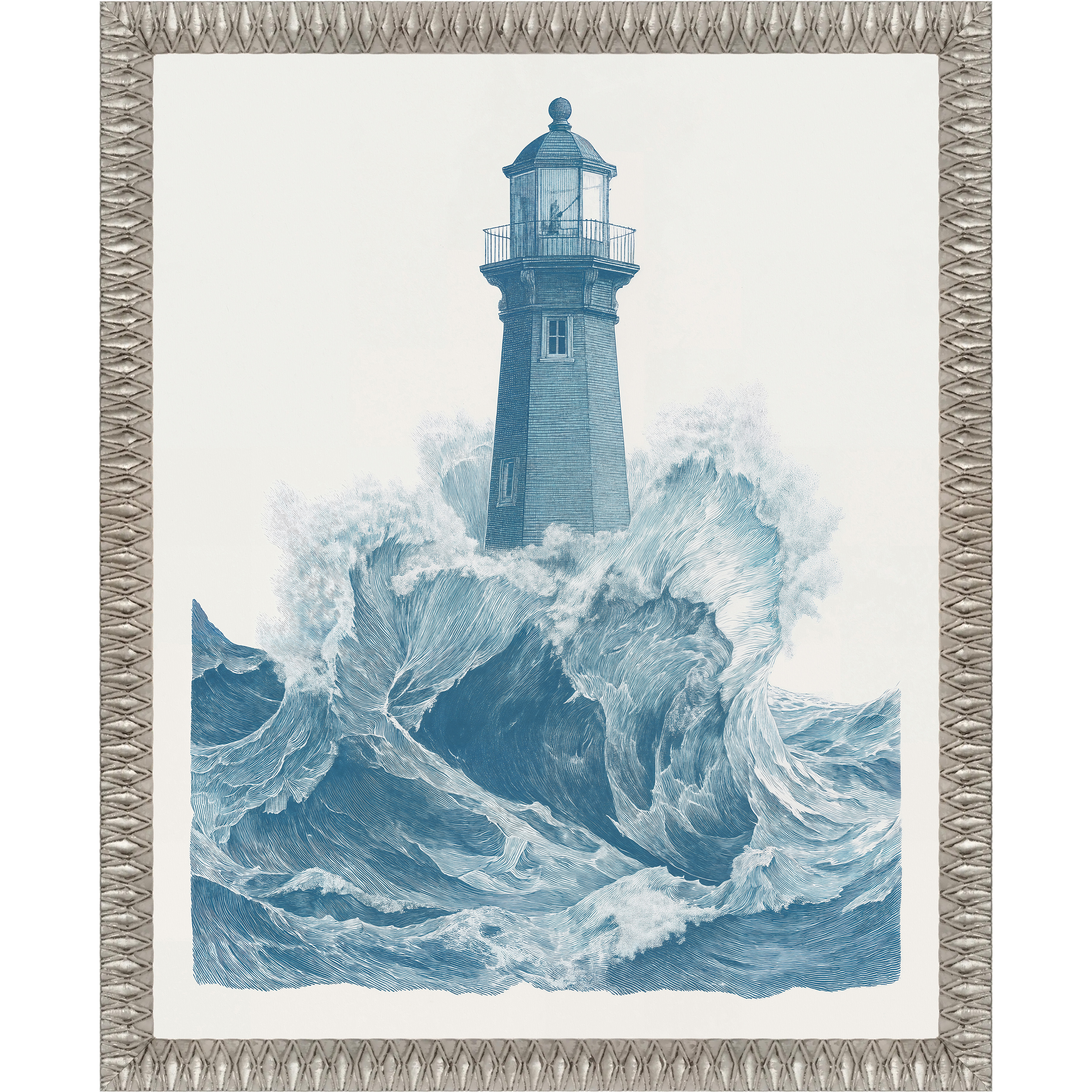 Martha Stewart Lily Pond | Seaside Landscape: Lighthouse | Framed Coastal Cottage Wall Art