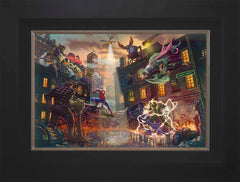 Spider-Man vs. the Sinister Six Wall Art by Thomas Kinkade Studios Standard Number Canvas 12" x 18" Modern Black
