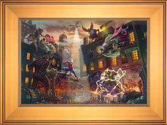 Spider-Man vs. the Sinister Six Wall Art by Thomas Kinkade Studios Standard Number Canvas 12" x 18" Gallery Gold