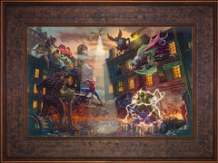 Spider-Man vs. the Sinister Six Wall Art by Thomas Kinkade Studios Standard Number Canvas 12" x 18" Gallery Bronze