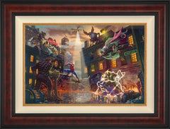 Spider-Man vs. the Sinister Six Wall Art by Thomas Kinkade Studios Standard Number Canvas 18" x 27" Gallery Burl