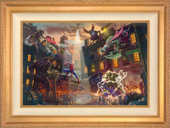 Spider-Man vs. the Sinister Six Wall Art by Thomas Kinkade Studios Standard Number Canvas 18" x 27" Antique Gold